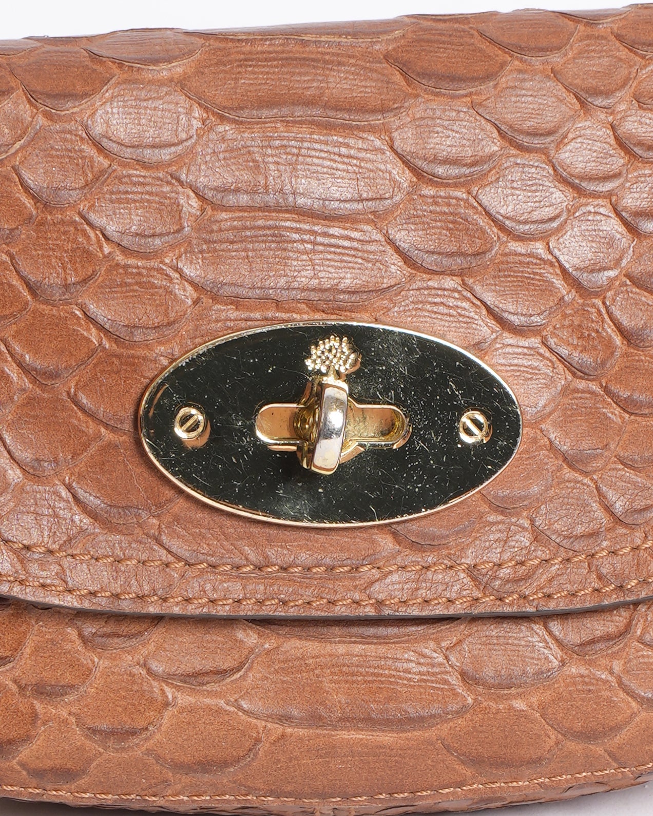Mulberry Brown Python Embossed Leather Mini Lily Crossbody Bag