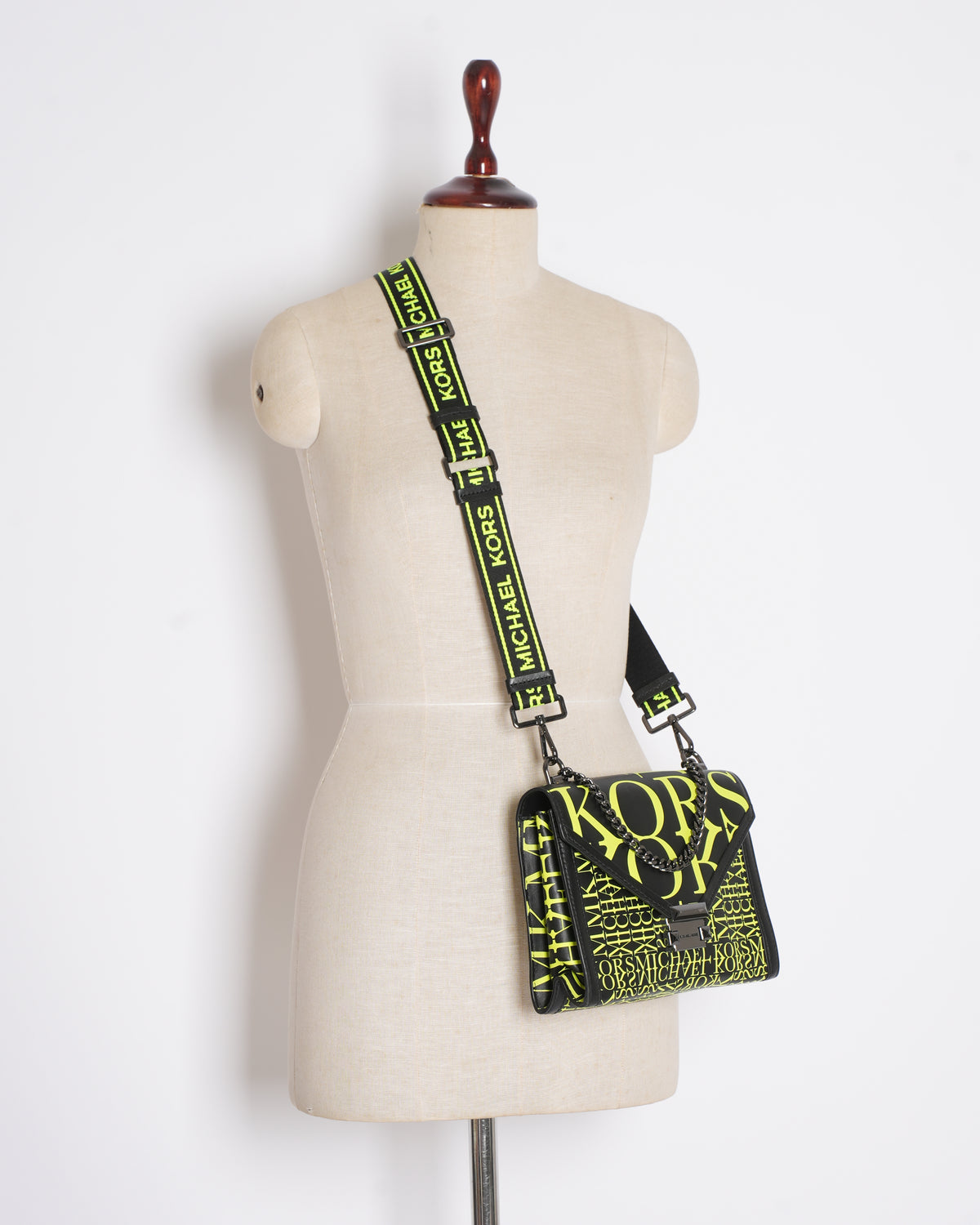 Michael Kors Whitney Large Newsprint Logo Convertible Shoulder Bag