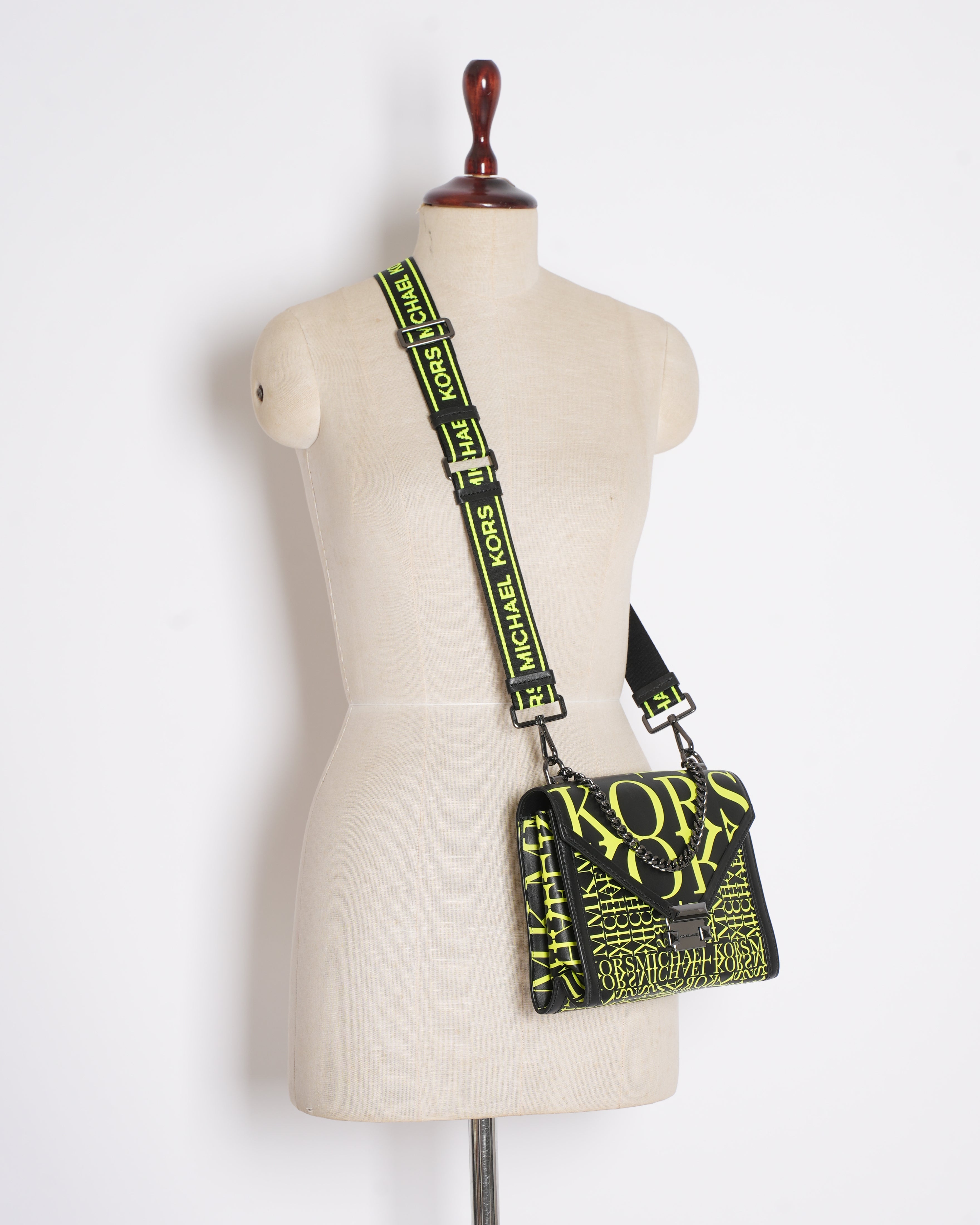 Michael Kors Whitney Large Newsprint Logo Convertible Shoulder Bag