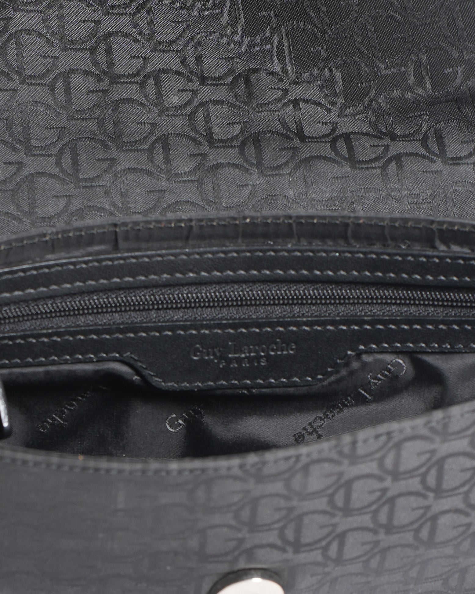 Guy Laroche Leather Monogram Shoulder Bag In Black
