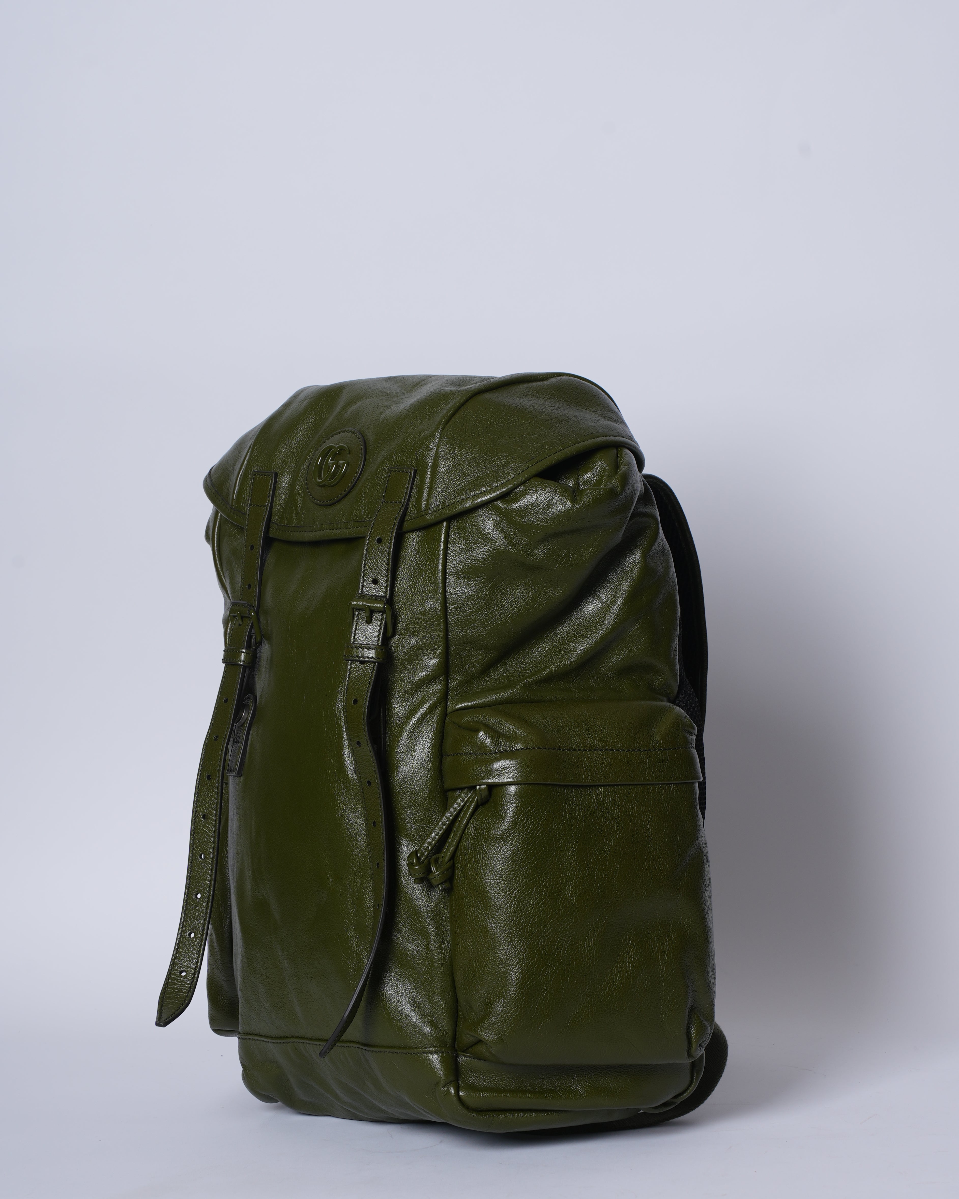 Gucci Leather Backpack With Tonal GG In Green