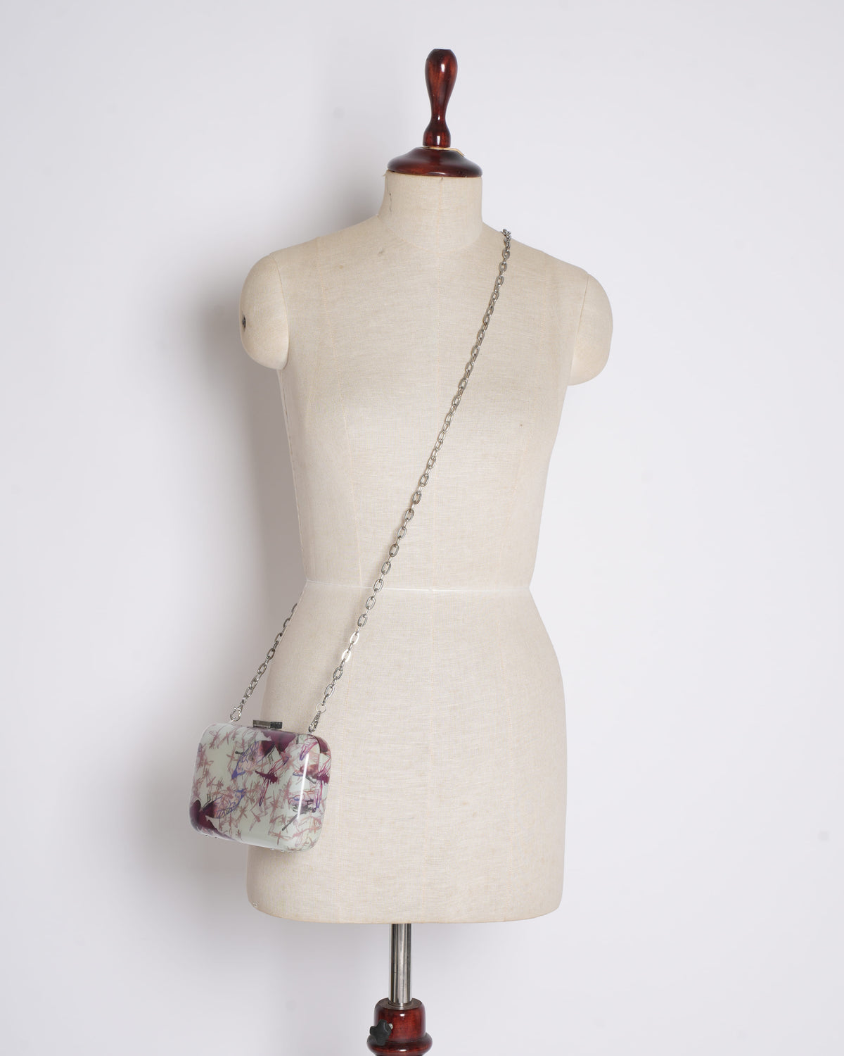 Ted Baker Printed Clutch Bag with Silver Chain Strap