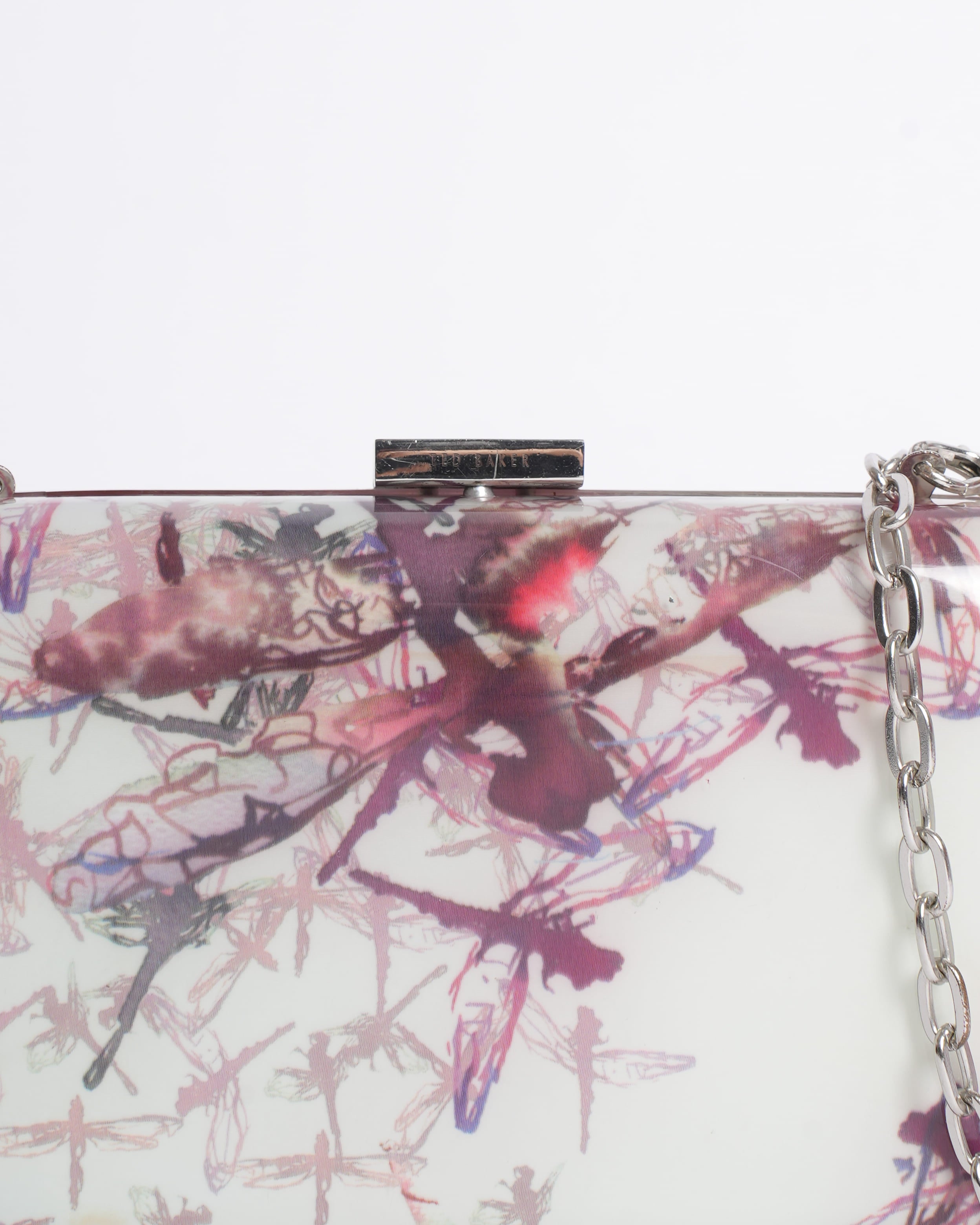 Ted Baker Printed Clutch Bag with Silver Chain Strap