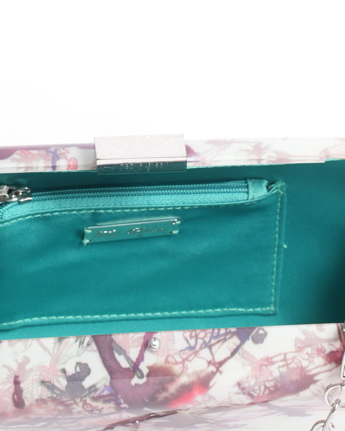 Ted Baker Printed Clutch Bag with Silver Chain Strap