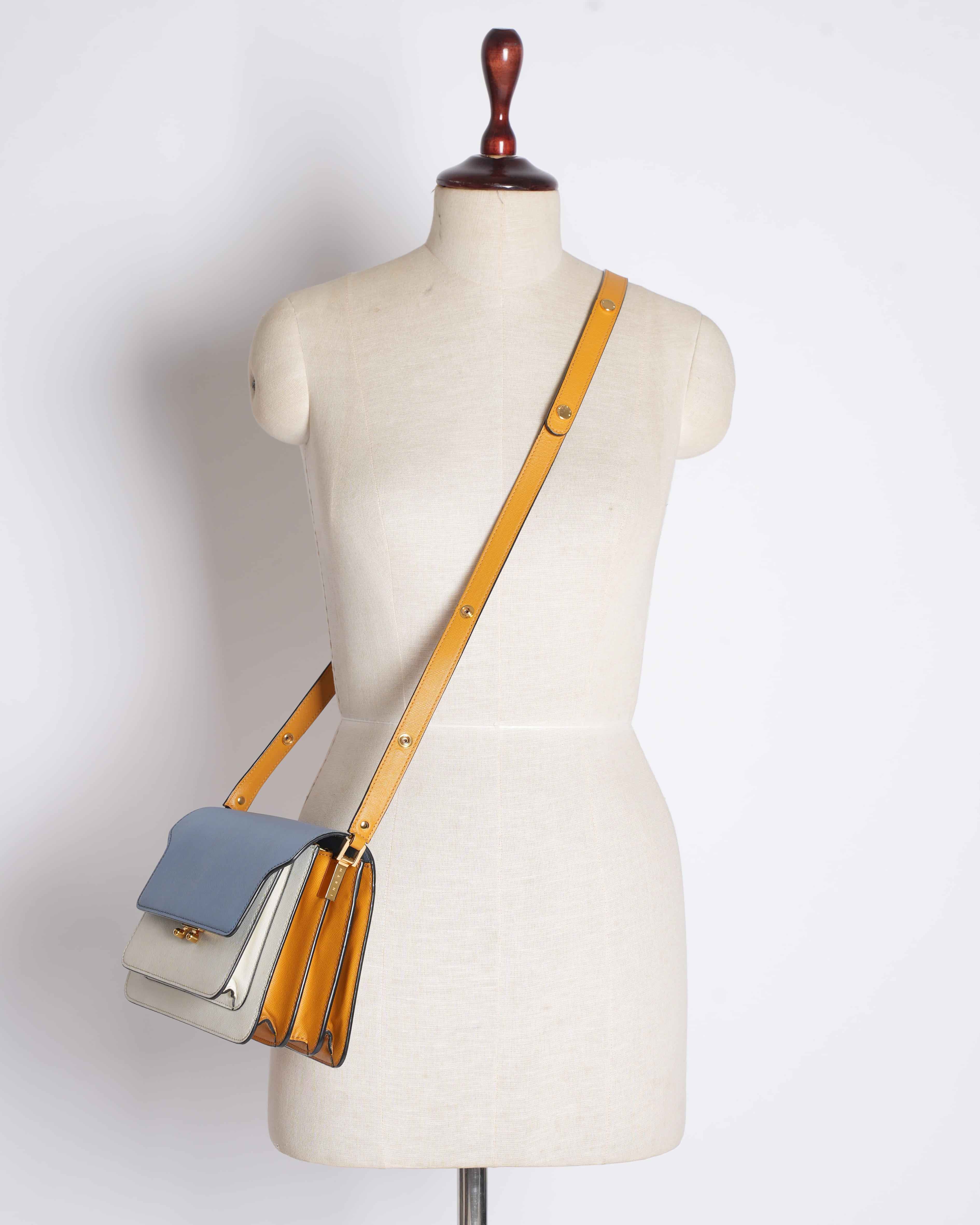 Marni blue & white flap trunk shoulder bag