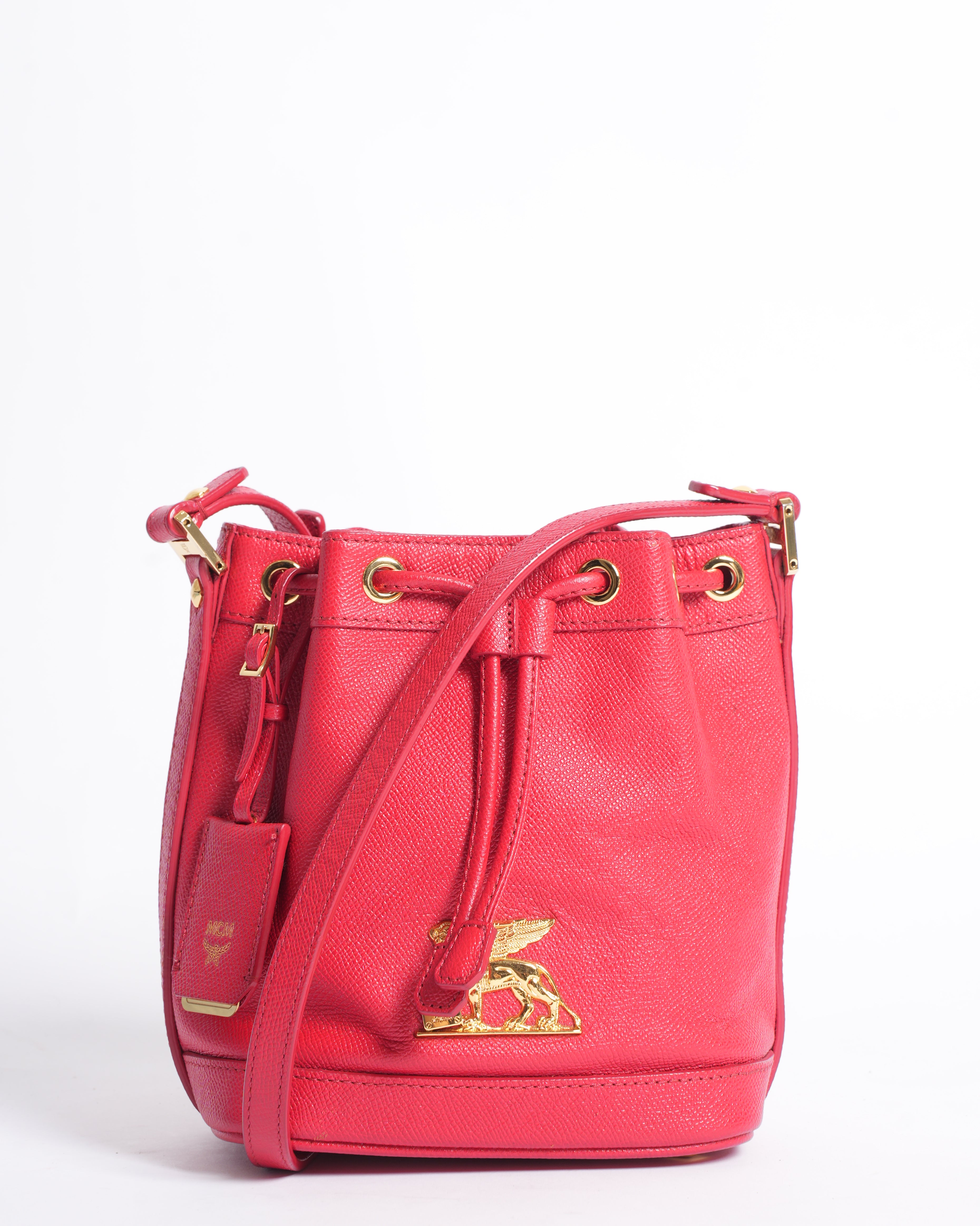 MCM Bucket Bag In Red