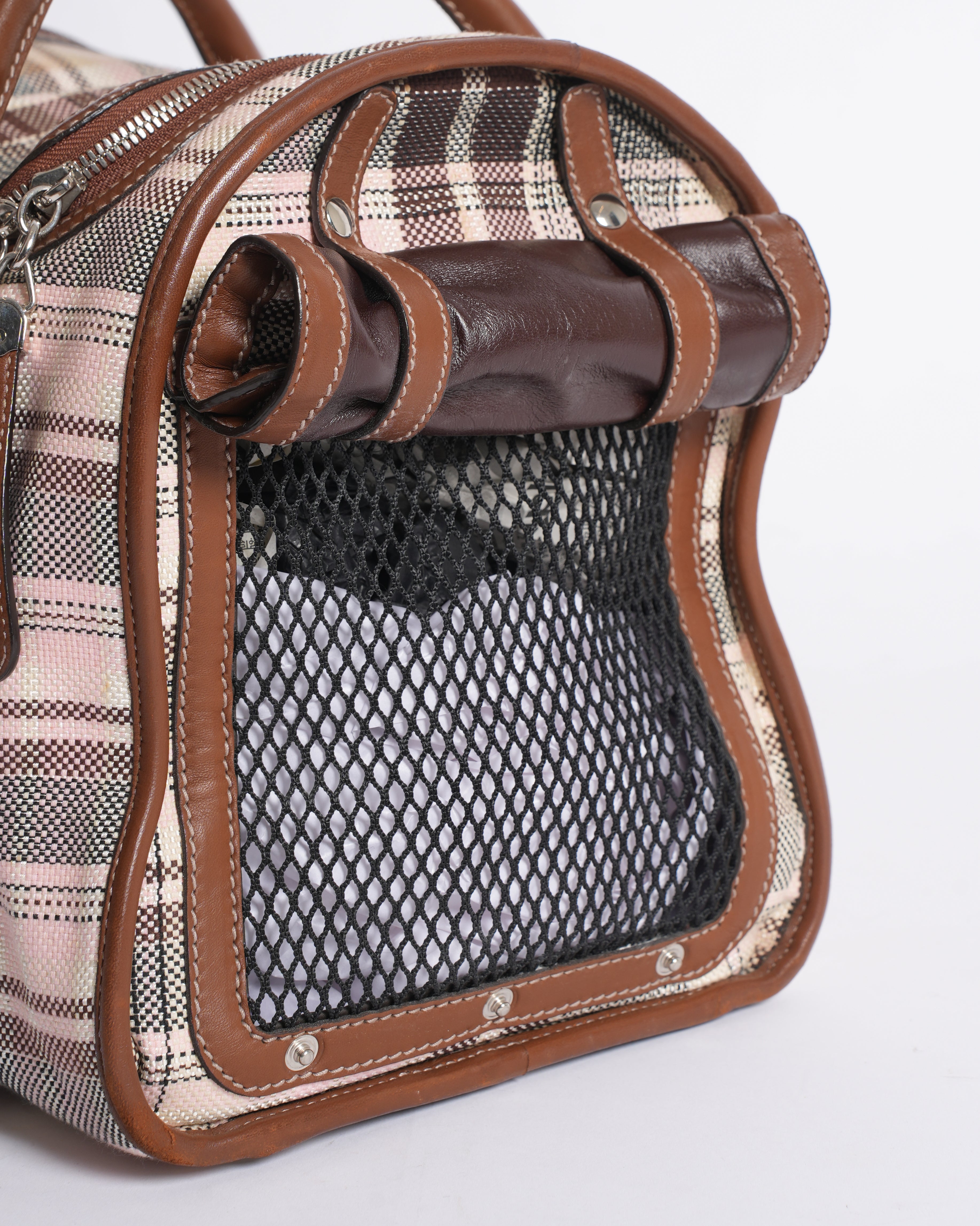 Dolce & Gabbana Canvas Checkered Miss Pet Carrier Handbag