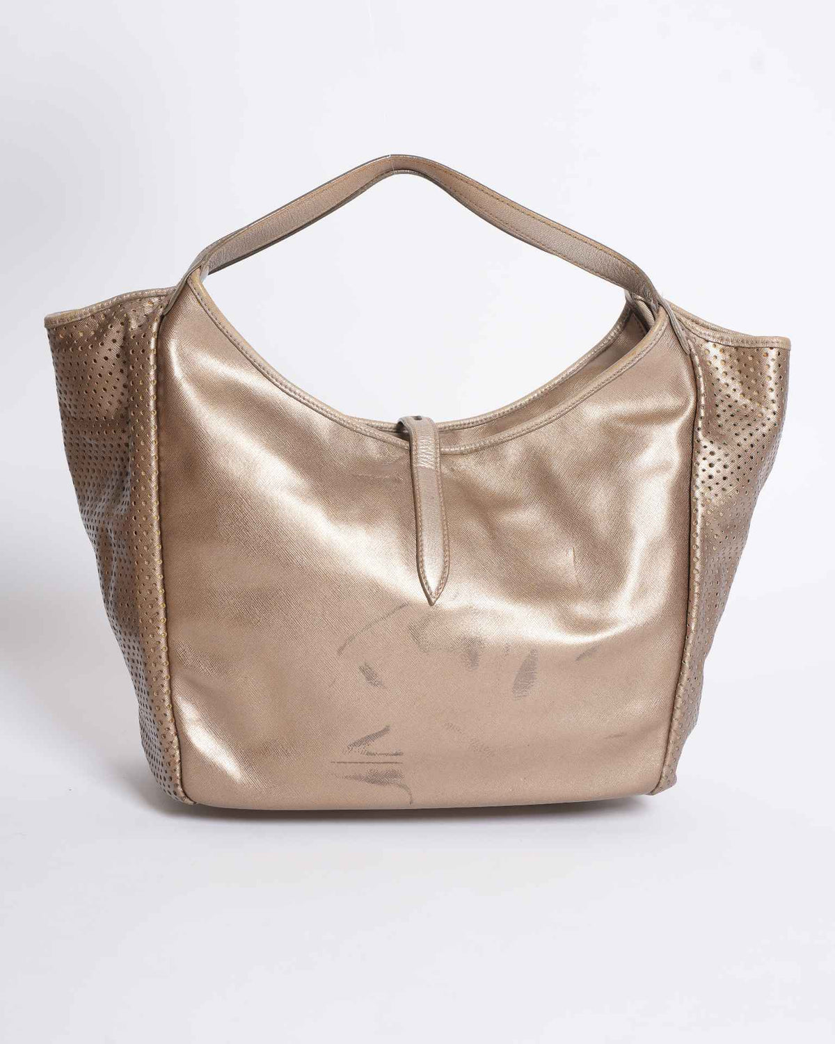 Salvatore Ferragamo gold metallic tote bag