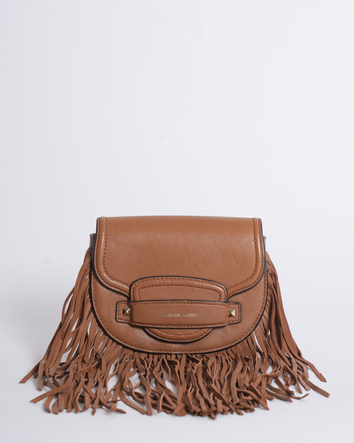 MK Small Fringed Leather Saddle Bag