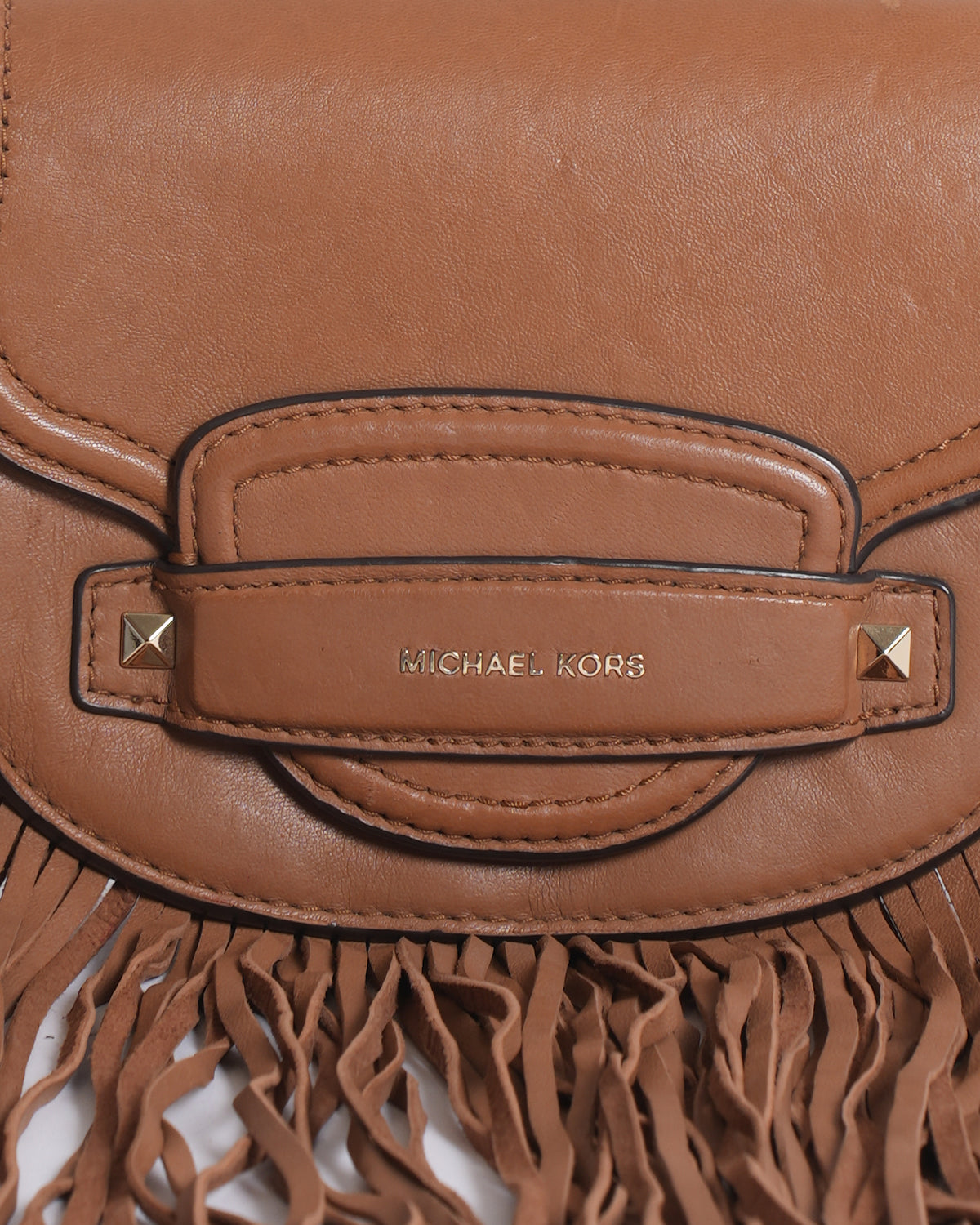 MK Small Fringed Leather Saddle Bag