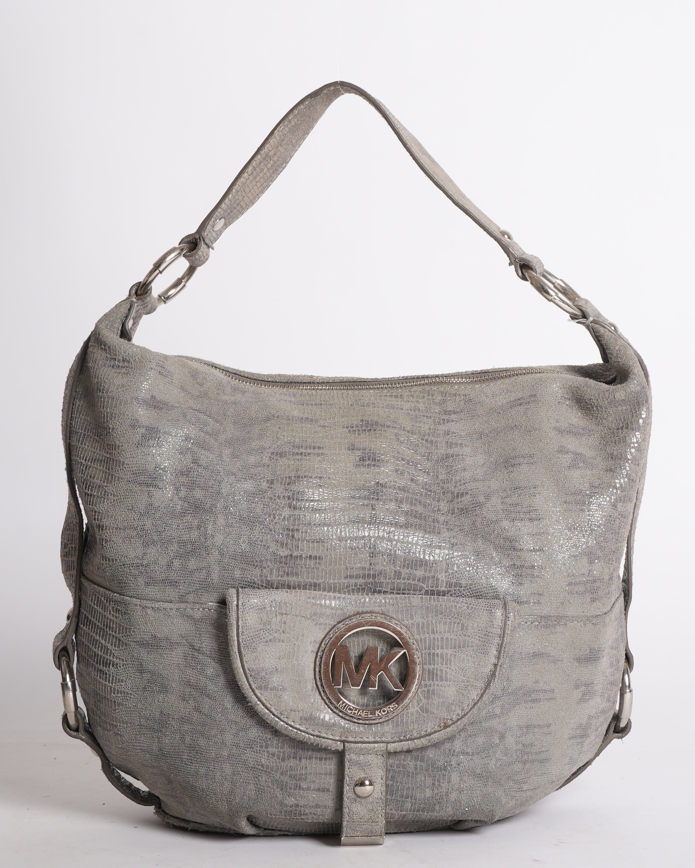 Michael Kors Grey Metallic Hobo Slouch Bag