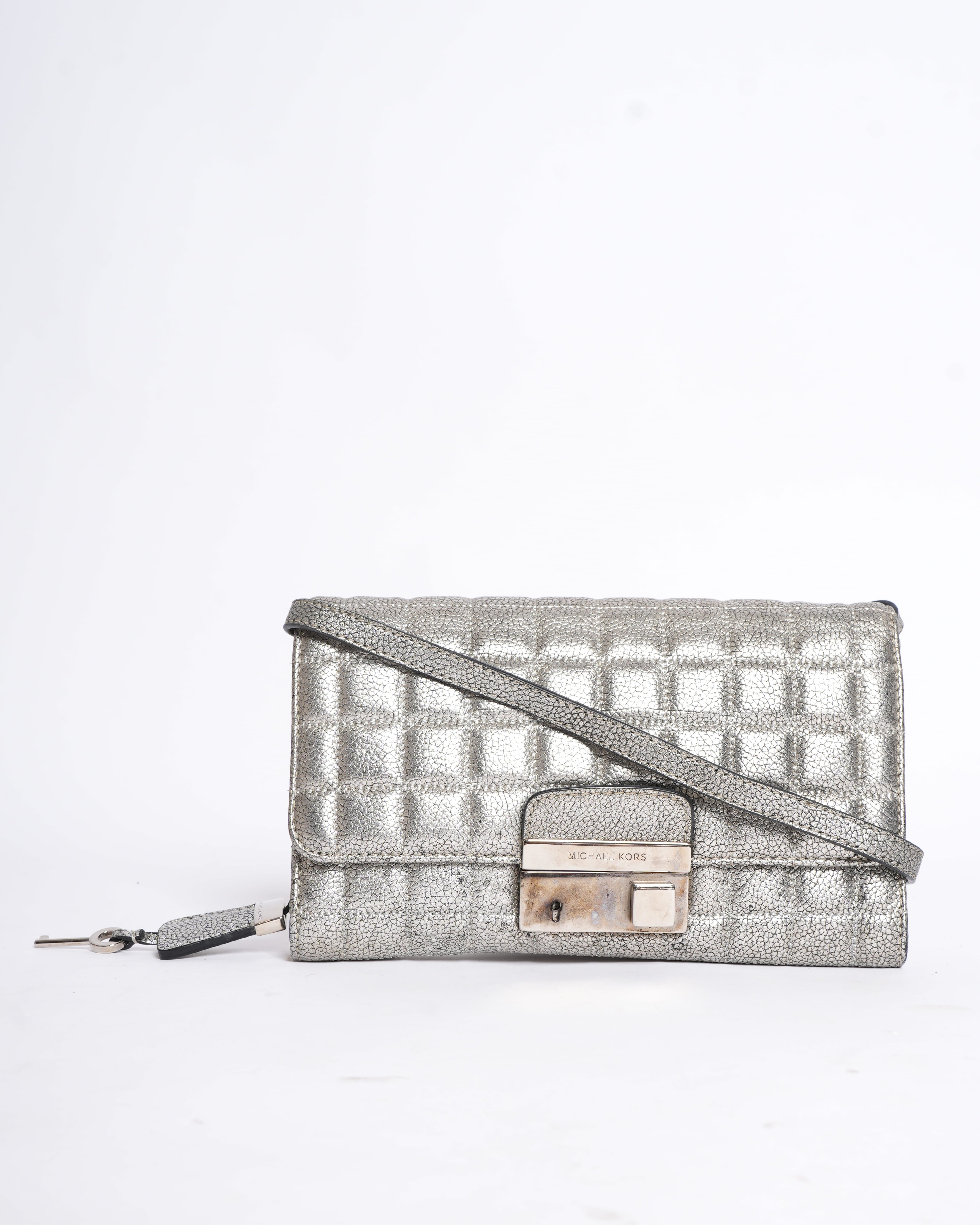 Michael Kors Quilted Silver Crossbody Bag