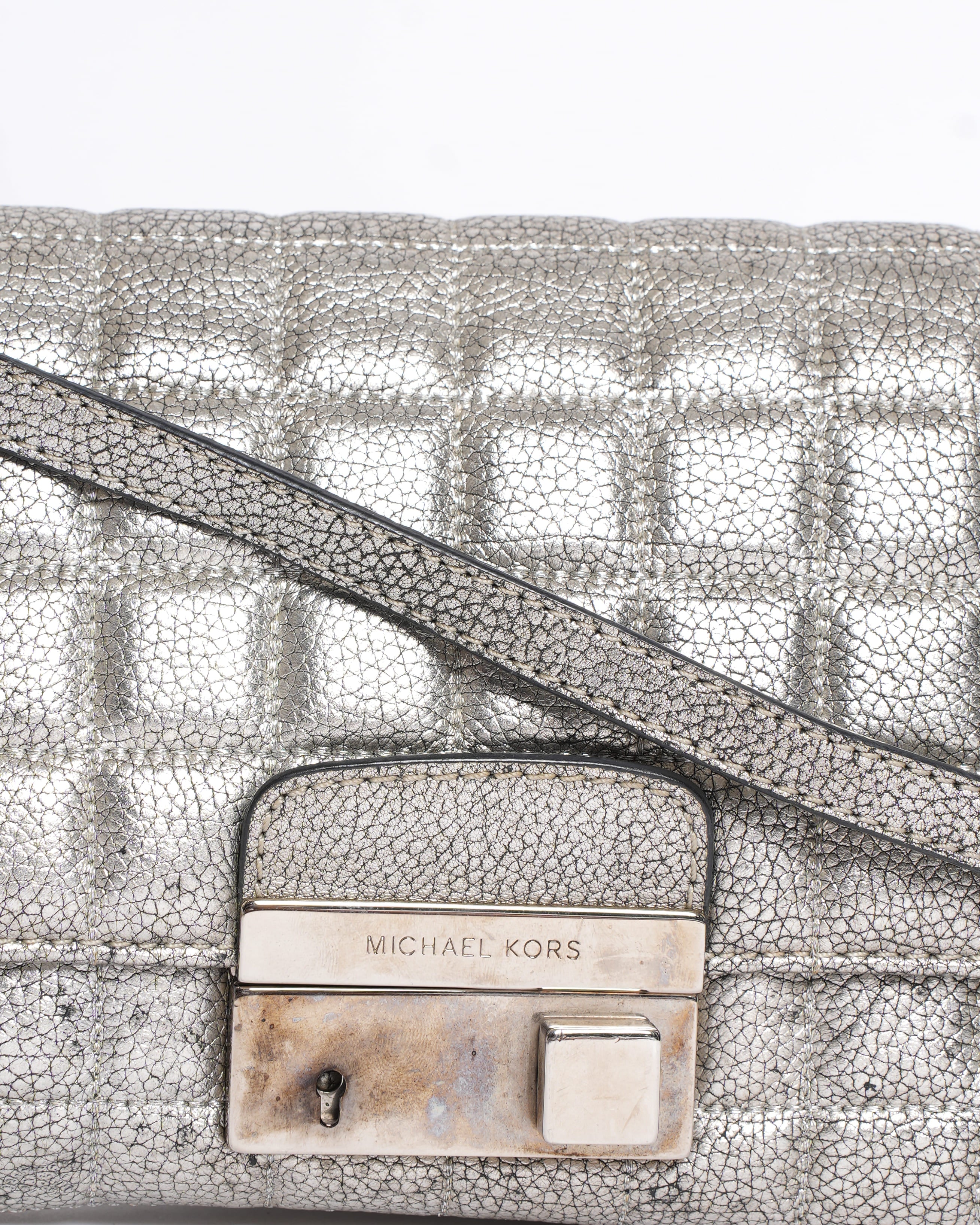 Michael Kors Quilted Silver Crossbody Bag