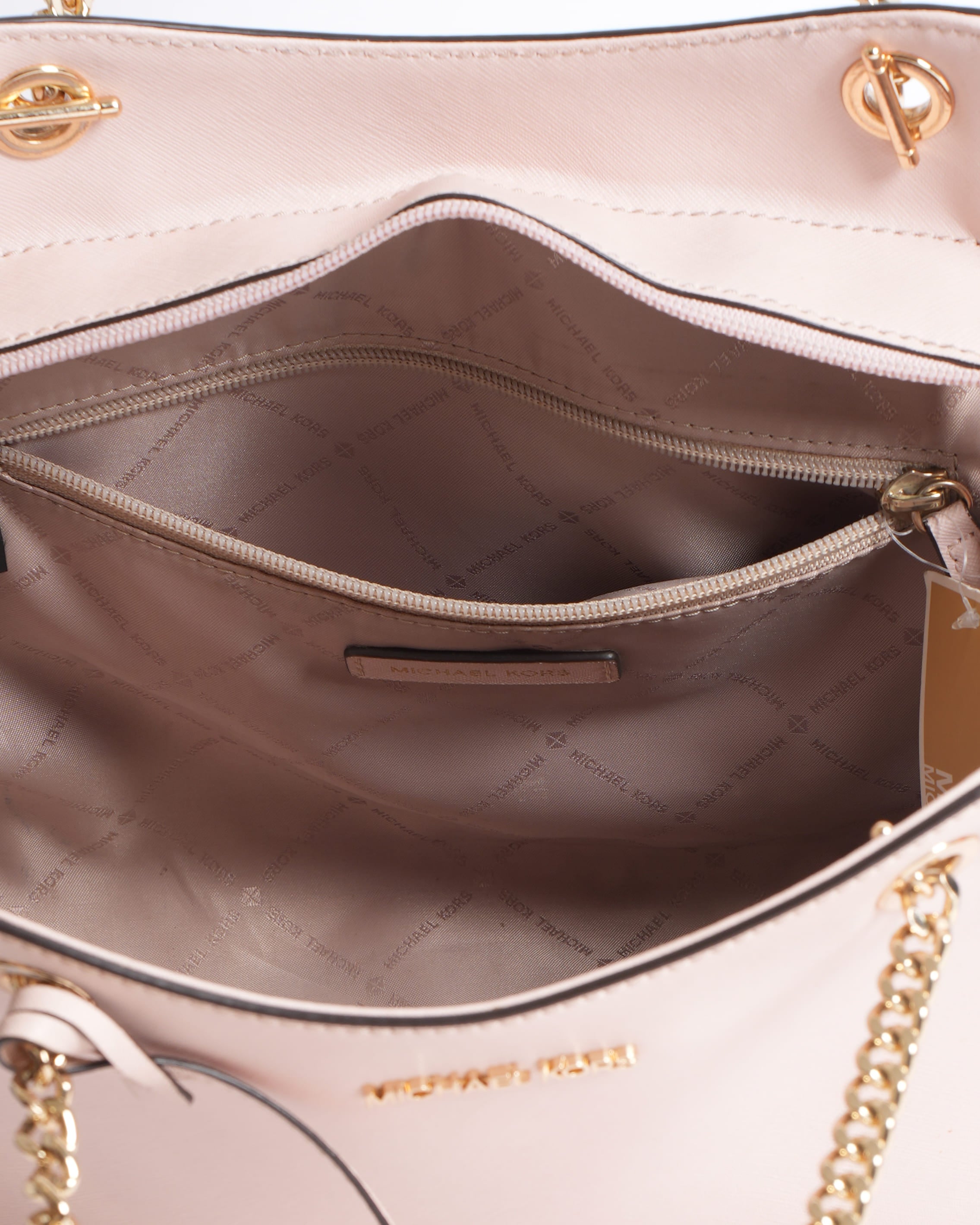New Michael Kors Pink Leather Jet Set Travel Chain Tote