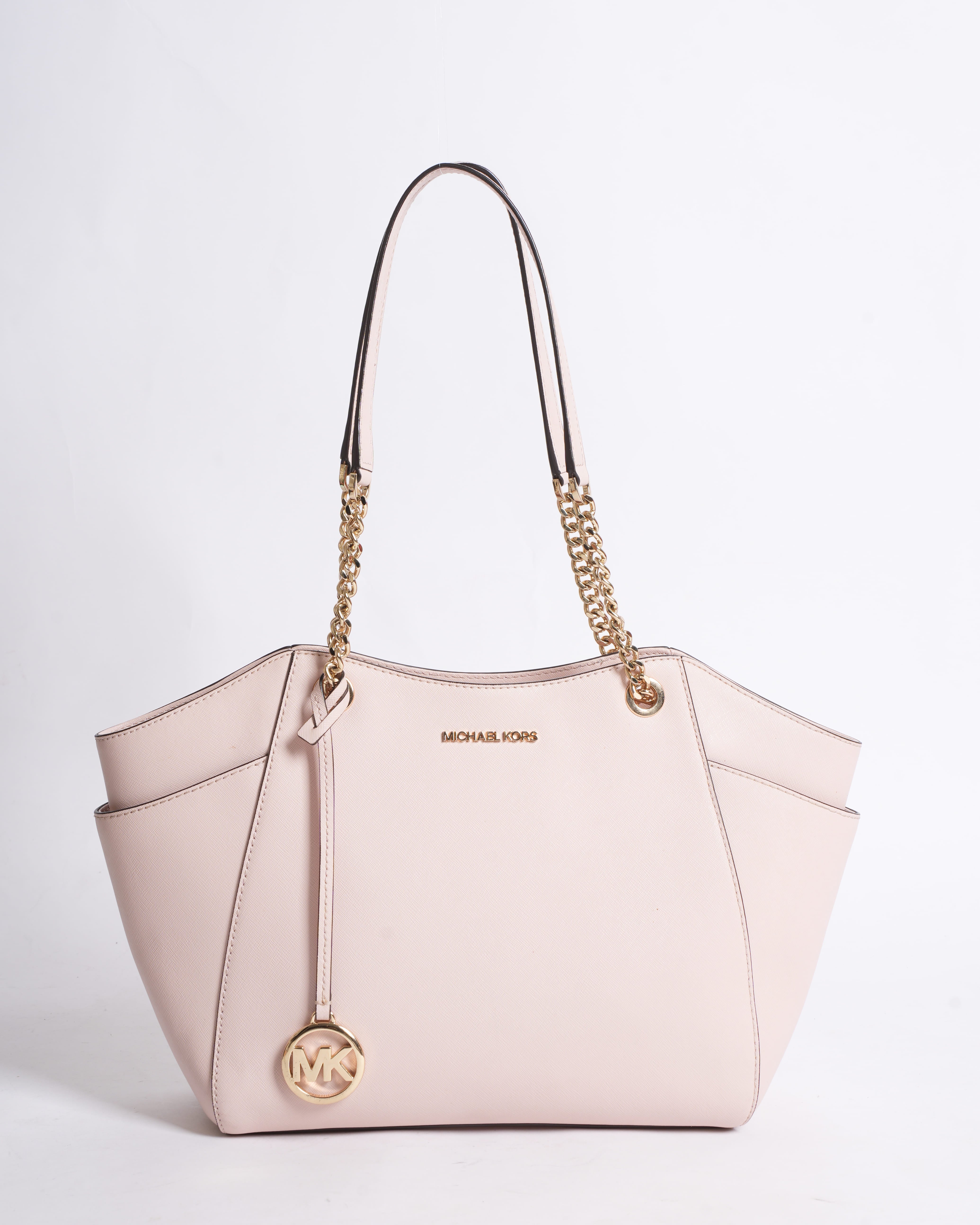 New Michael Kors Pink Leather Jet Set Travel Chain Tote