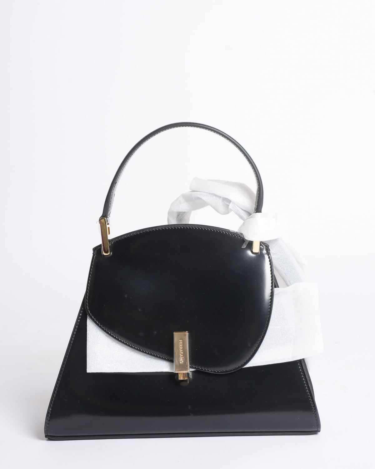 New Salvatore Ferragamo Geometric Small Top Handle Bag with Crossbody Strap