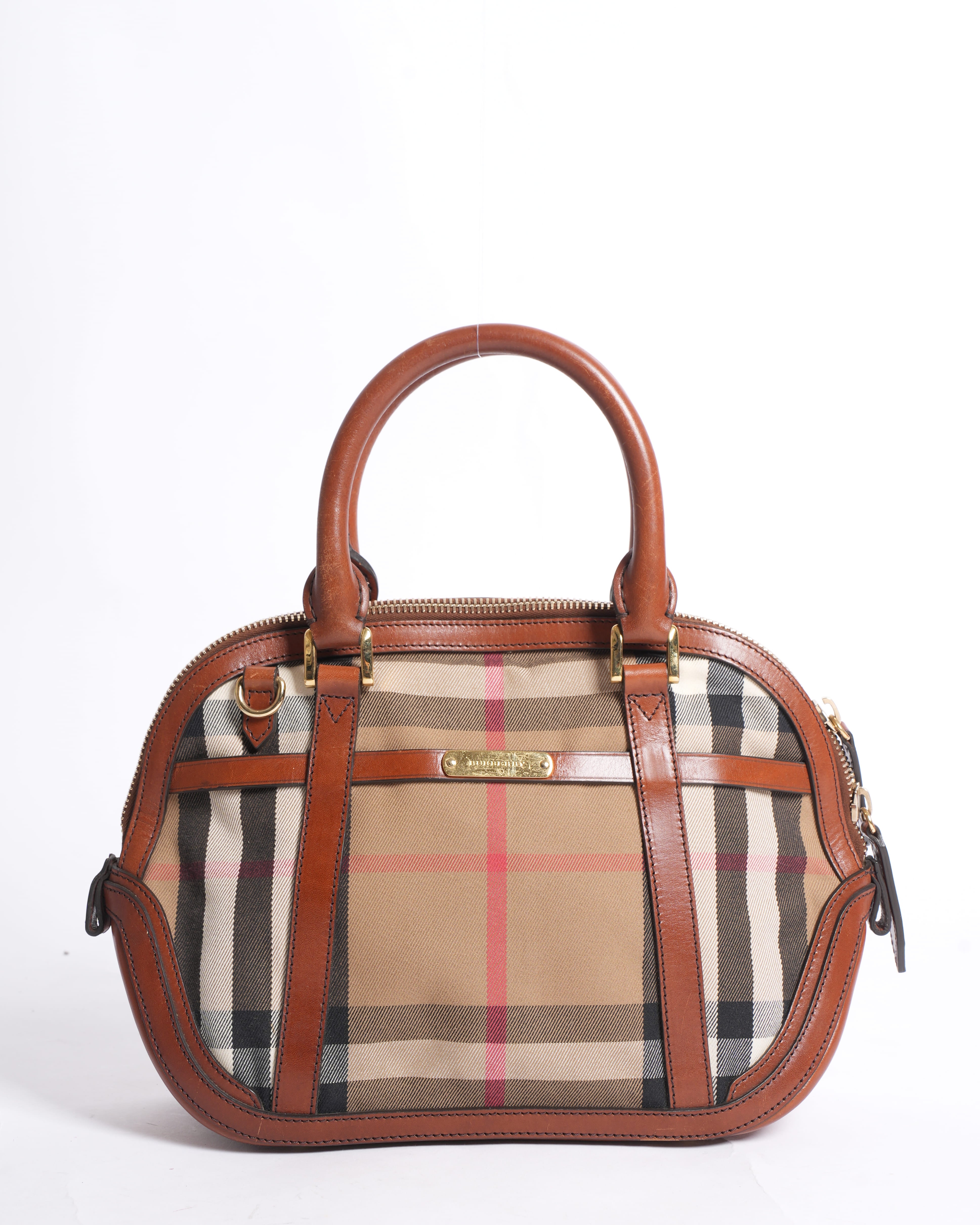 Burberry House Check Bridle Orchard Top Handle Bag