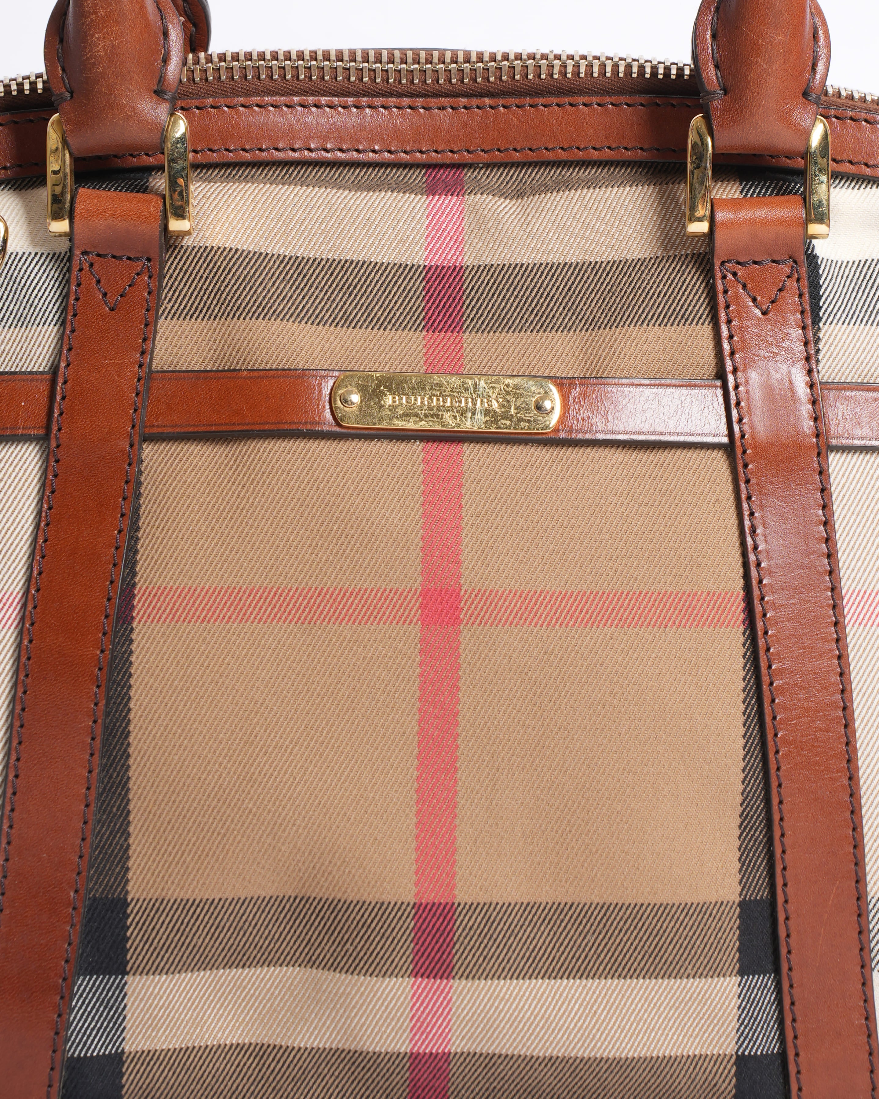 Burberry House Check Bridle Orchard Top Handle Bag