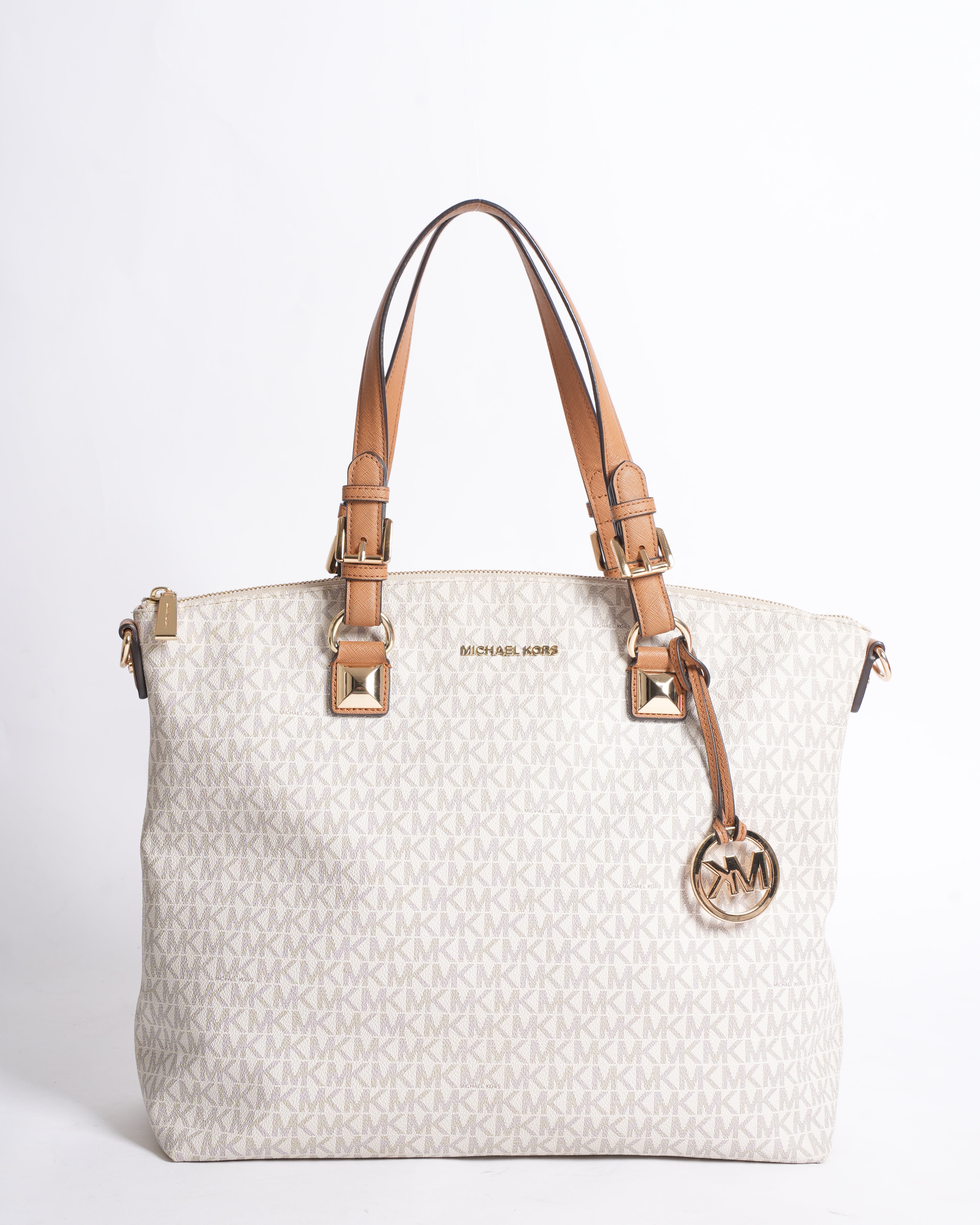 Michael Kors White Monogram Canvas Tote Bag