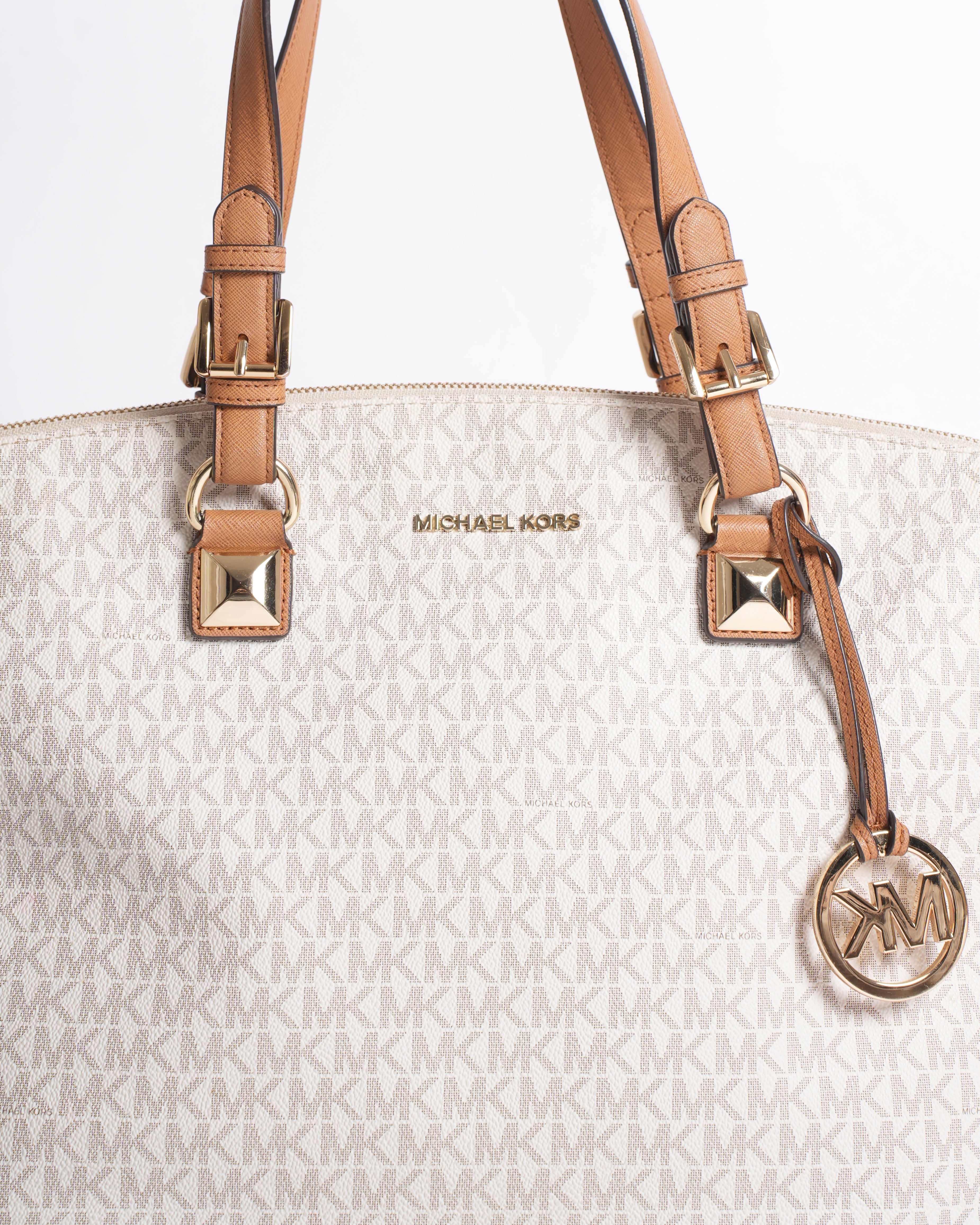 Michael Kors White Monogram Canvas Tote Bag