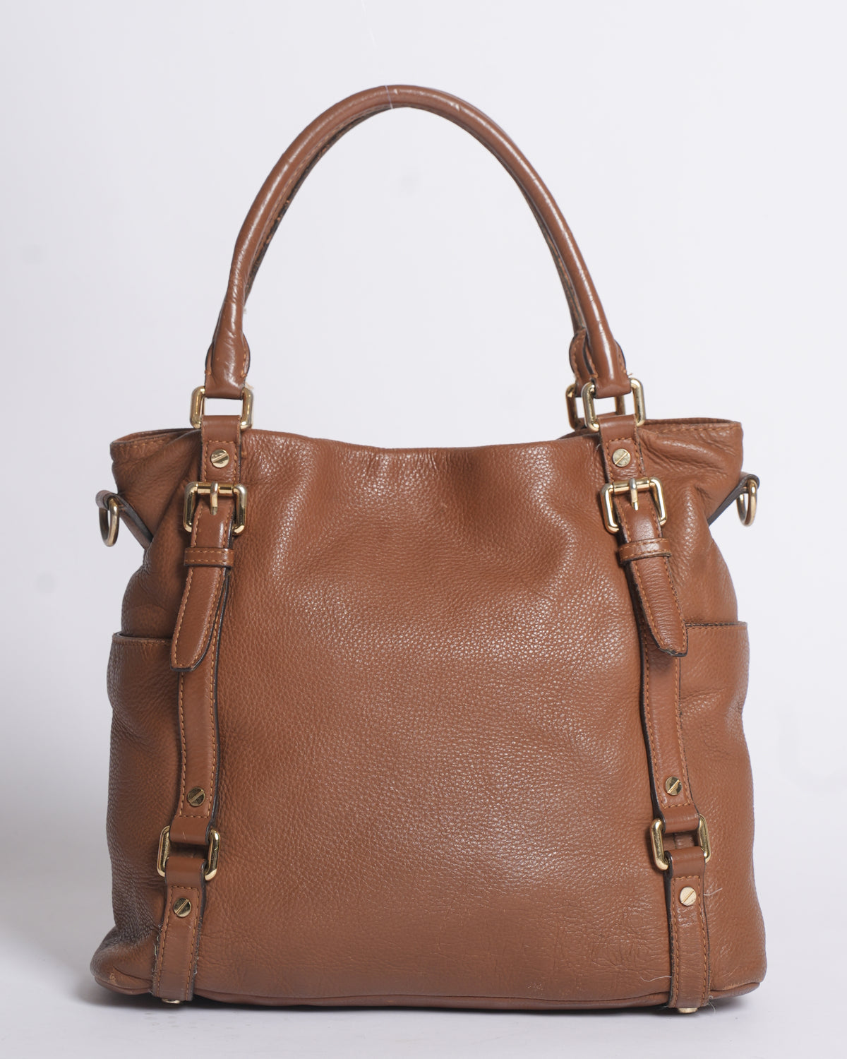 Michael Kors Brown Leather Buckle Strap Bag