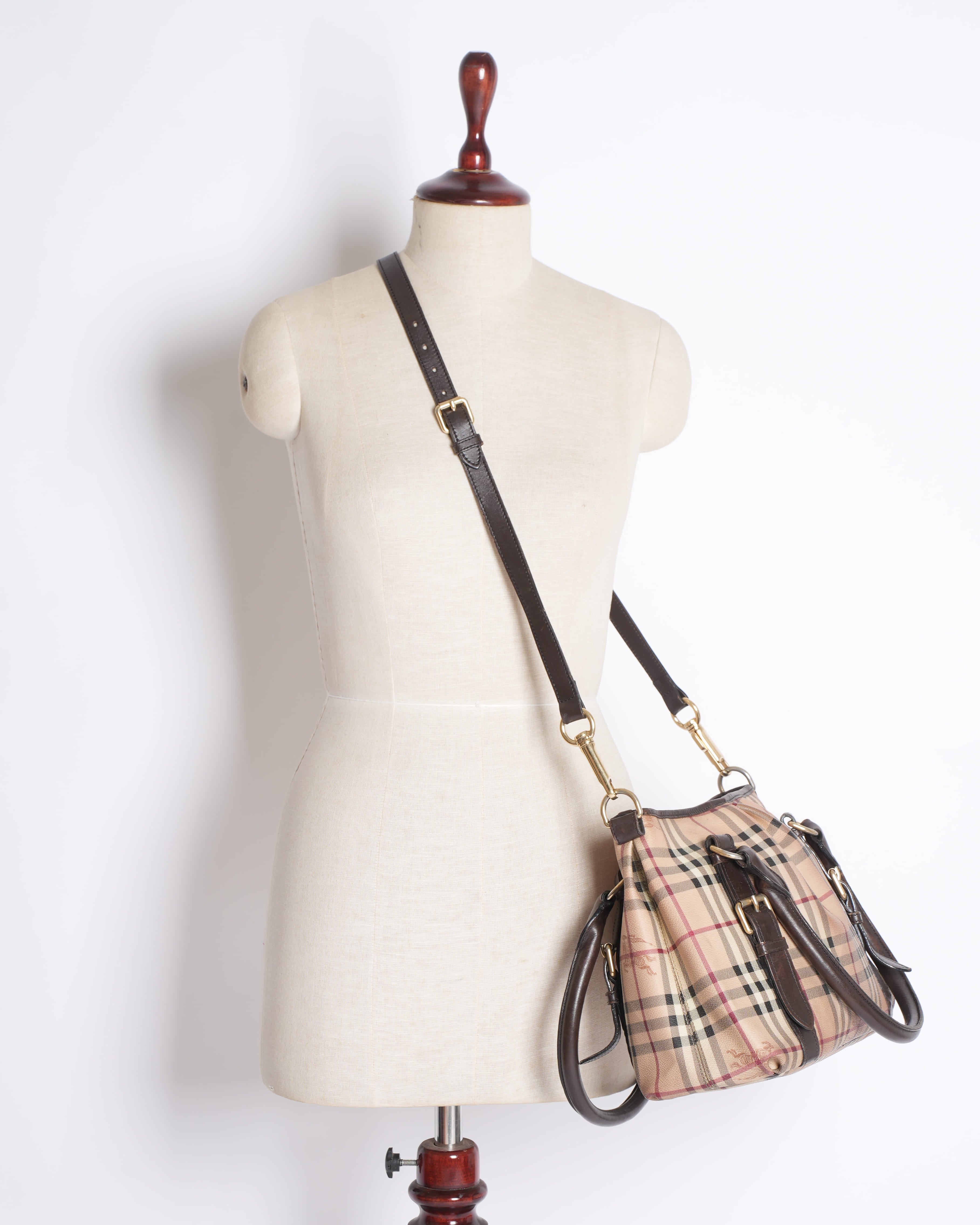 Burberry Beige Haymarket Check Coated Small Tote Bag