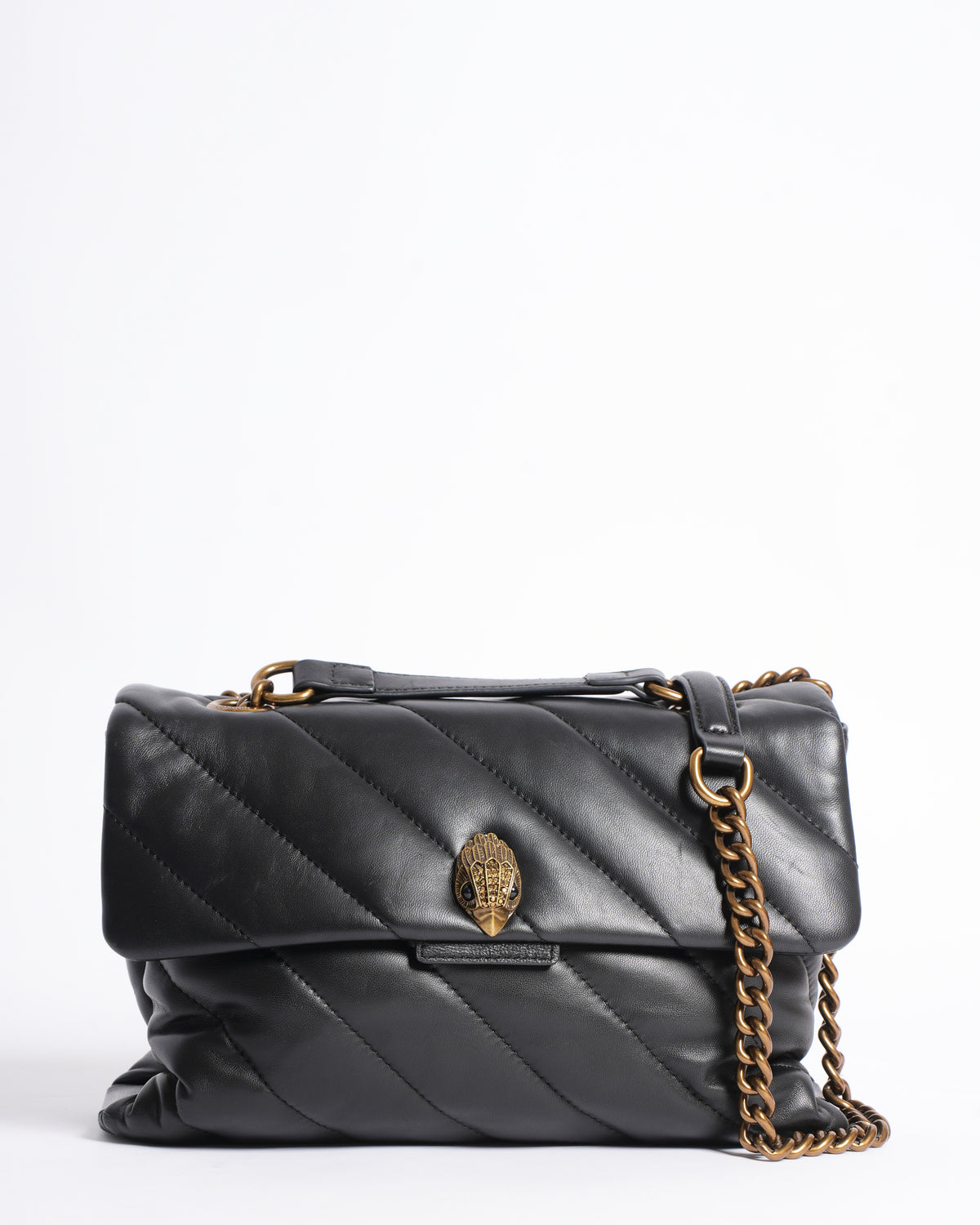 KURT GEIGER London KENSINGTON Large Soho  Quilted Leather Black Handbag