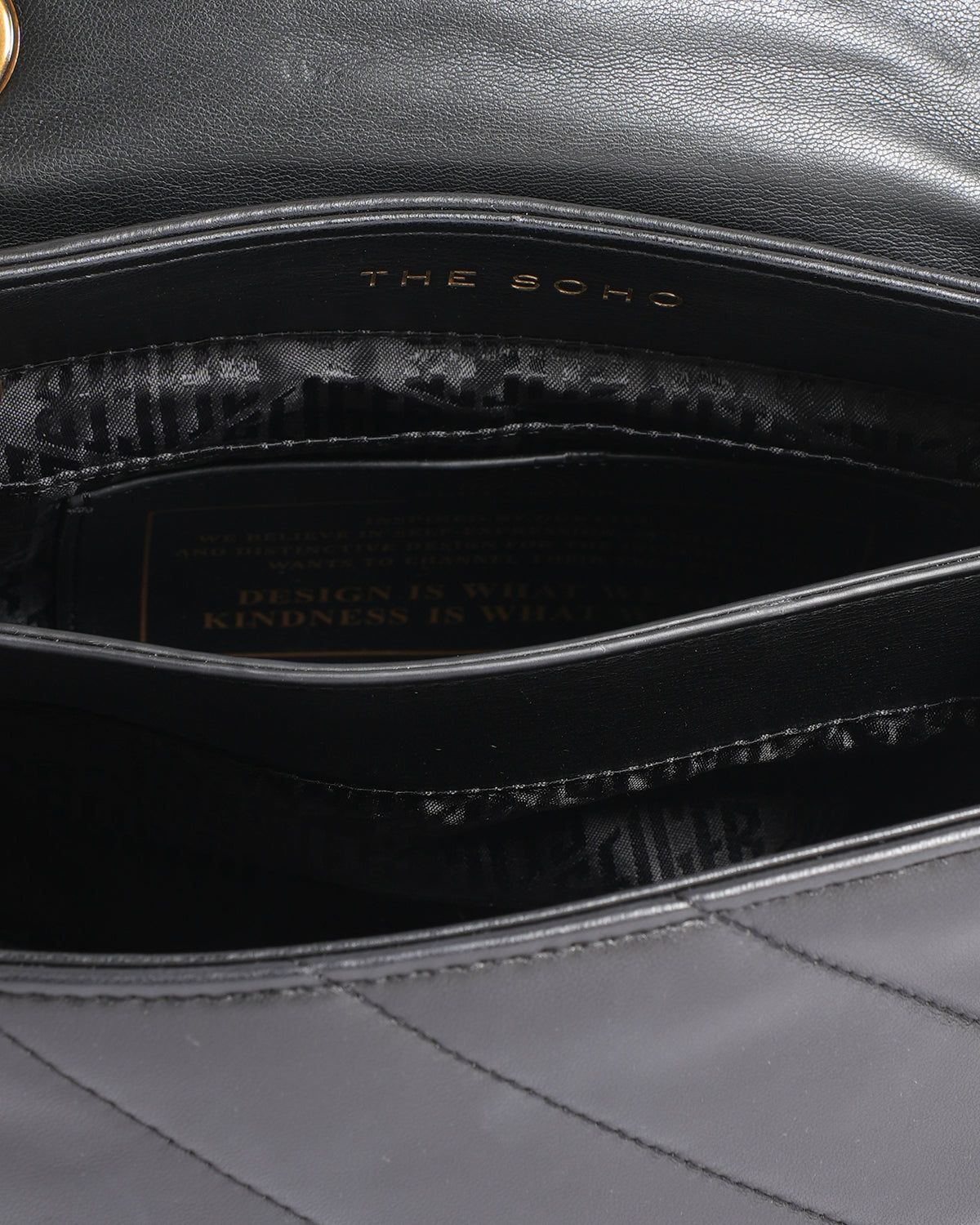 KURT GEIGER London KENSINGTON Large Soho  Quilted Leather Black Handbag