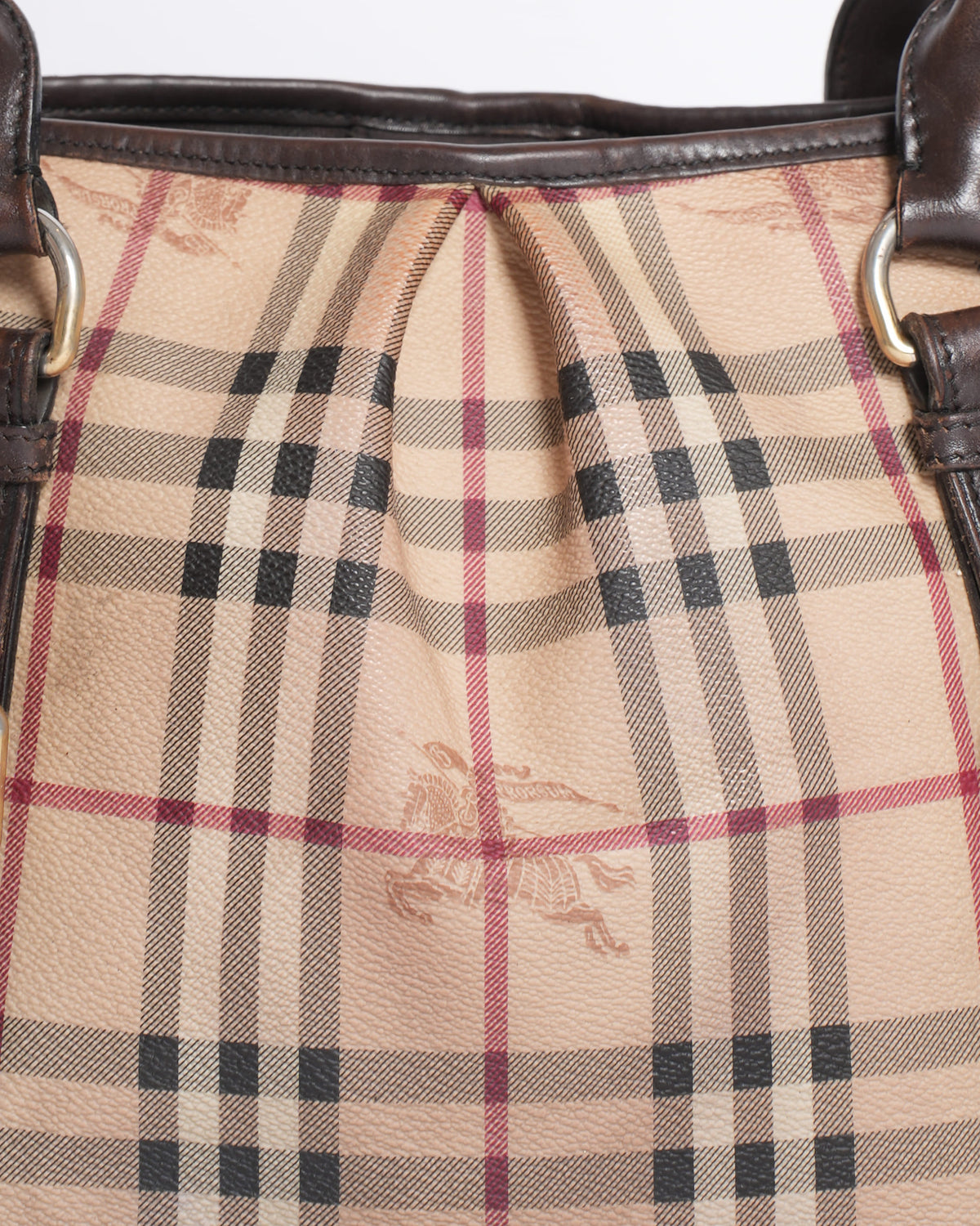 Burberry Beige Haymarket Check Coated Small Tote Bag