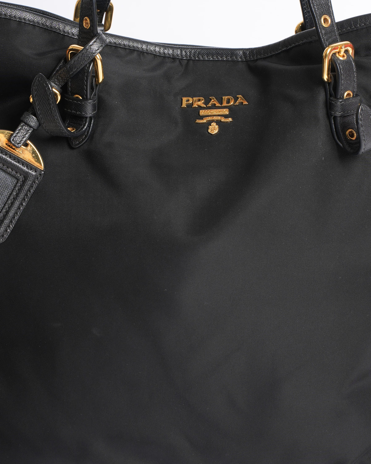 Prada Saffiano Nylon & Leather Tote in Black
