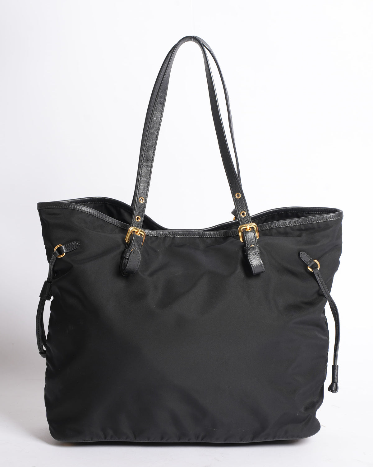 Prada Saffiano Nylon & Leather Tote in Black