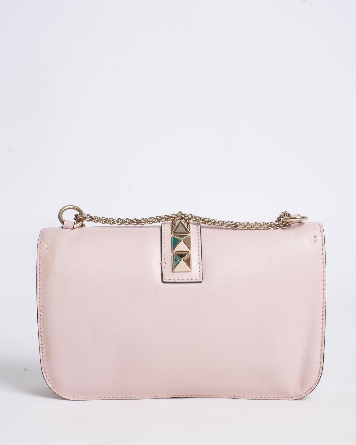 Valentino dusty pink Leather Medium Rockstud Glam Lock Flap Shoulder Bag