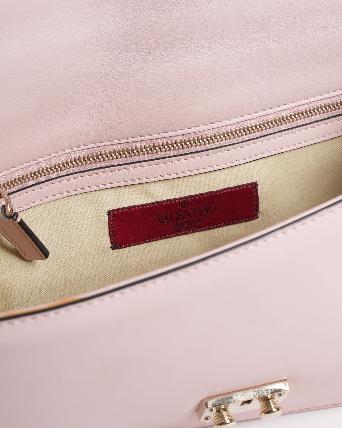 Valentino dusty pink Leather Medium Rockstud Glam Lock Flap Shoulder Bag