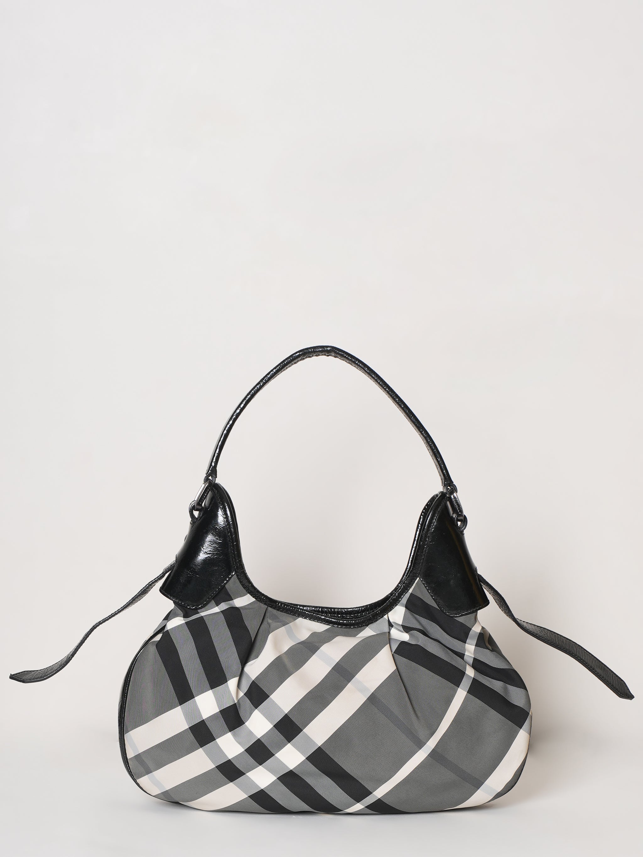 Burberry Novacheck Black Trimming Brooklyn Hobo Bag