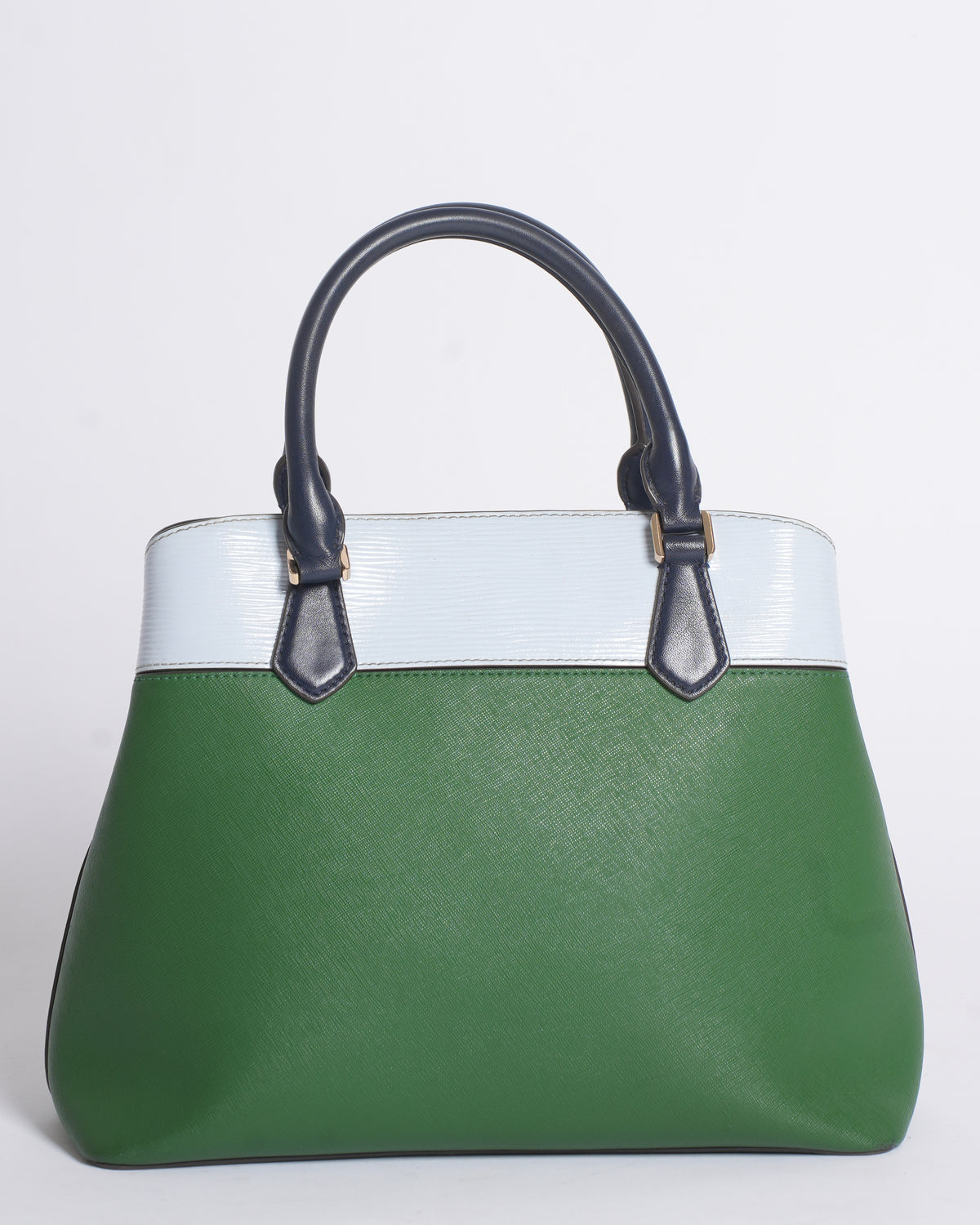 Tory burch robinson triple tote in green & white colorblock