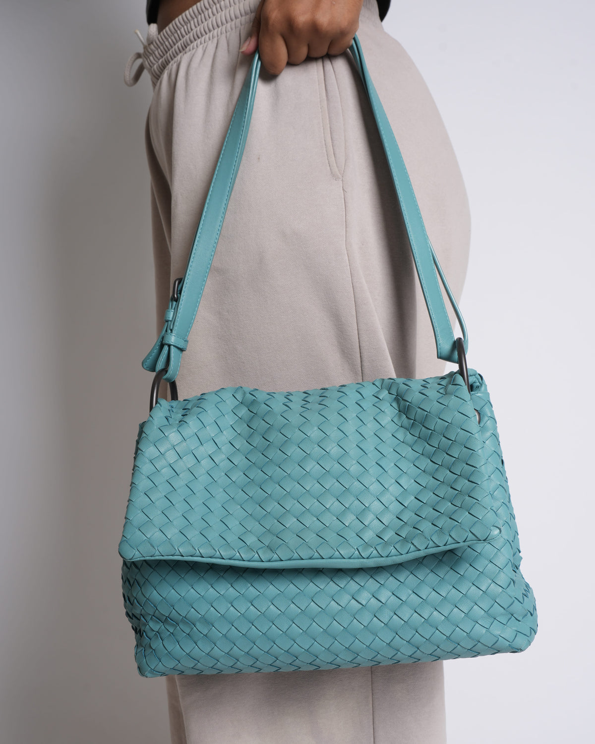 Bottega Veneta Nappa Leather Strappy Shoulder Bag in Blue