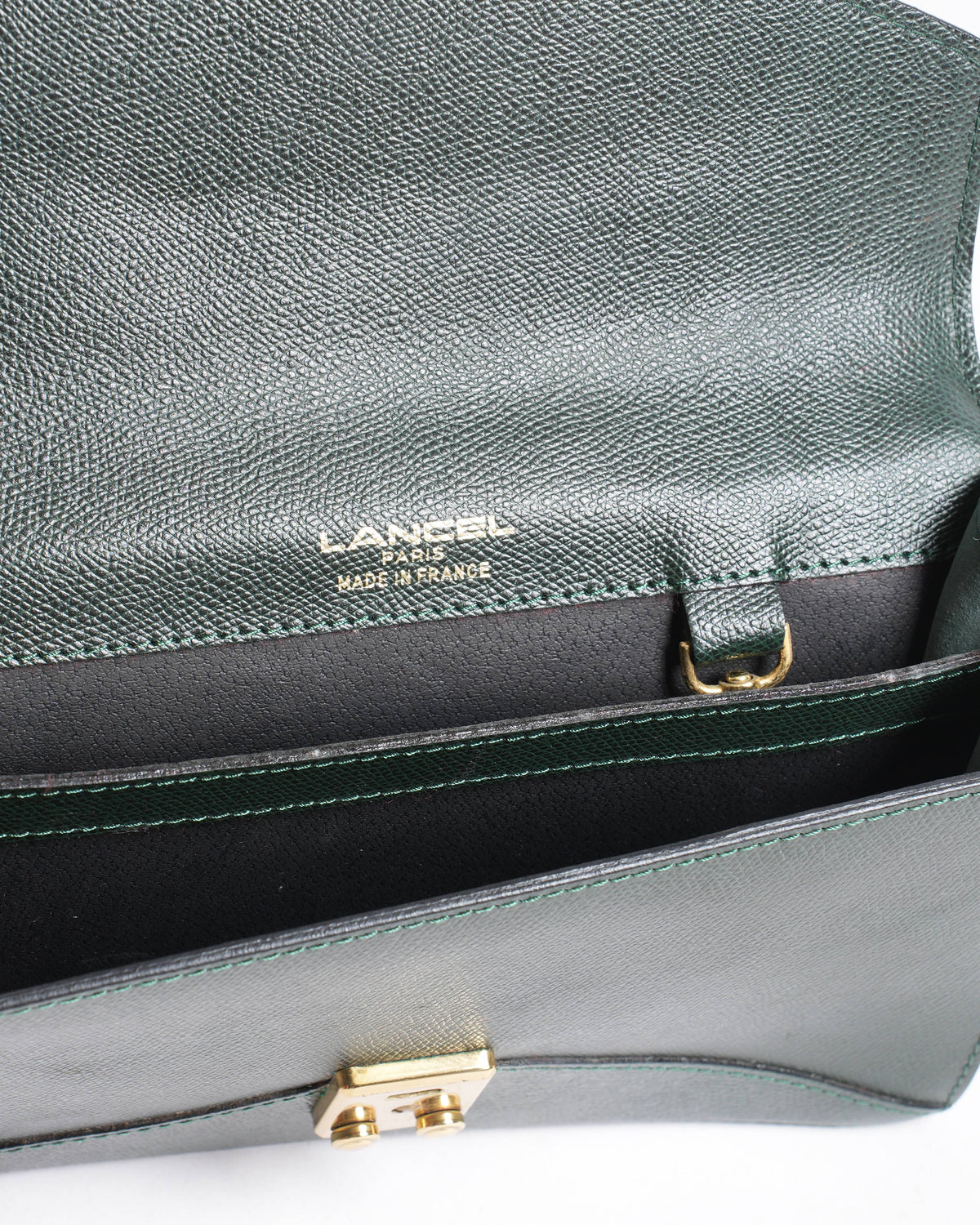 Lancel Green Leather Envelope clutch