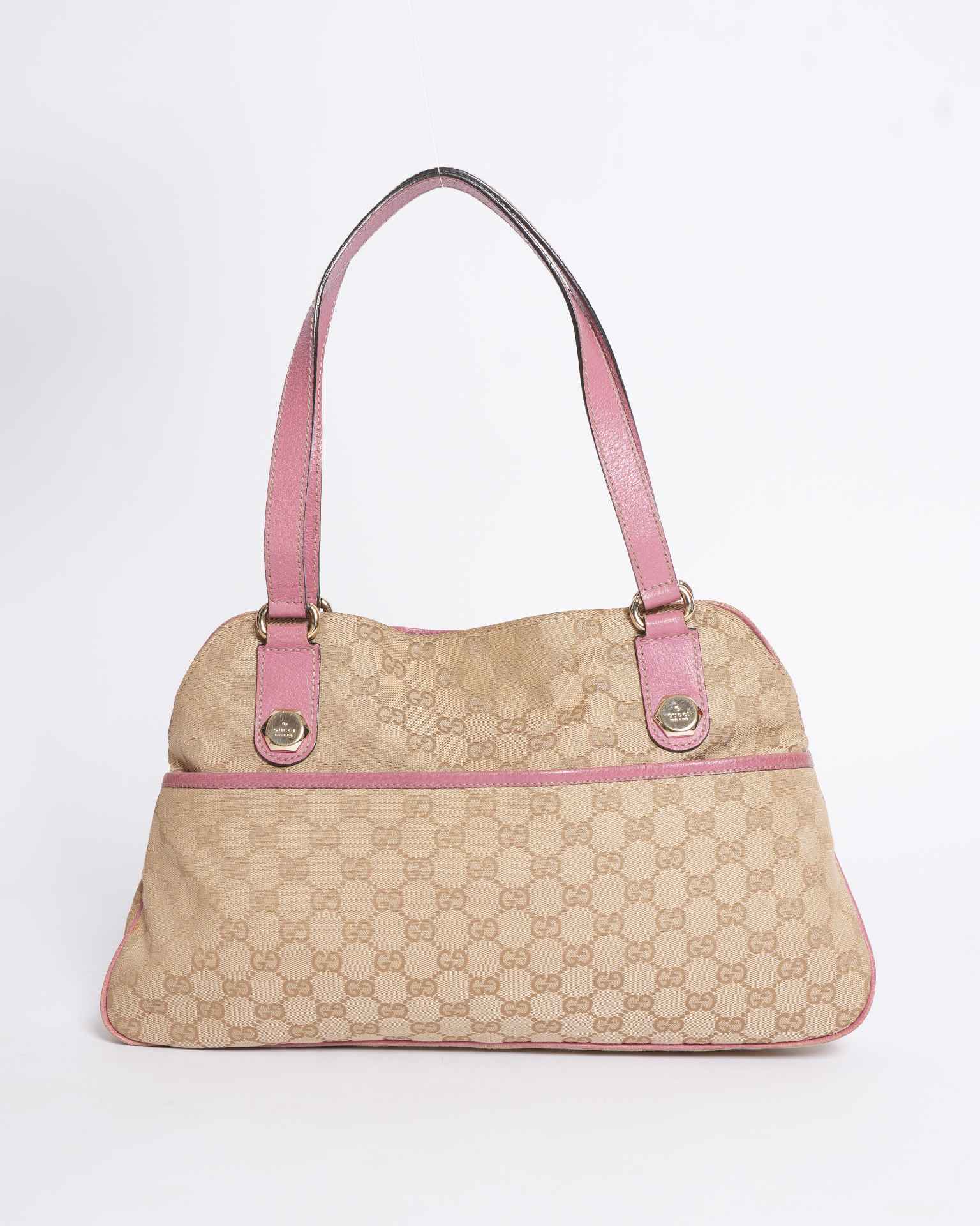 Gucci GG Canvas Tote Bag In Beige & Pink
