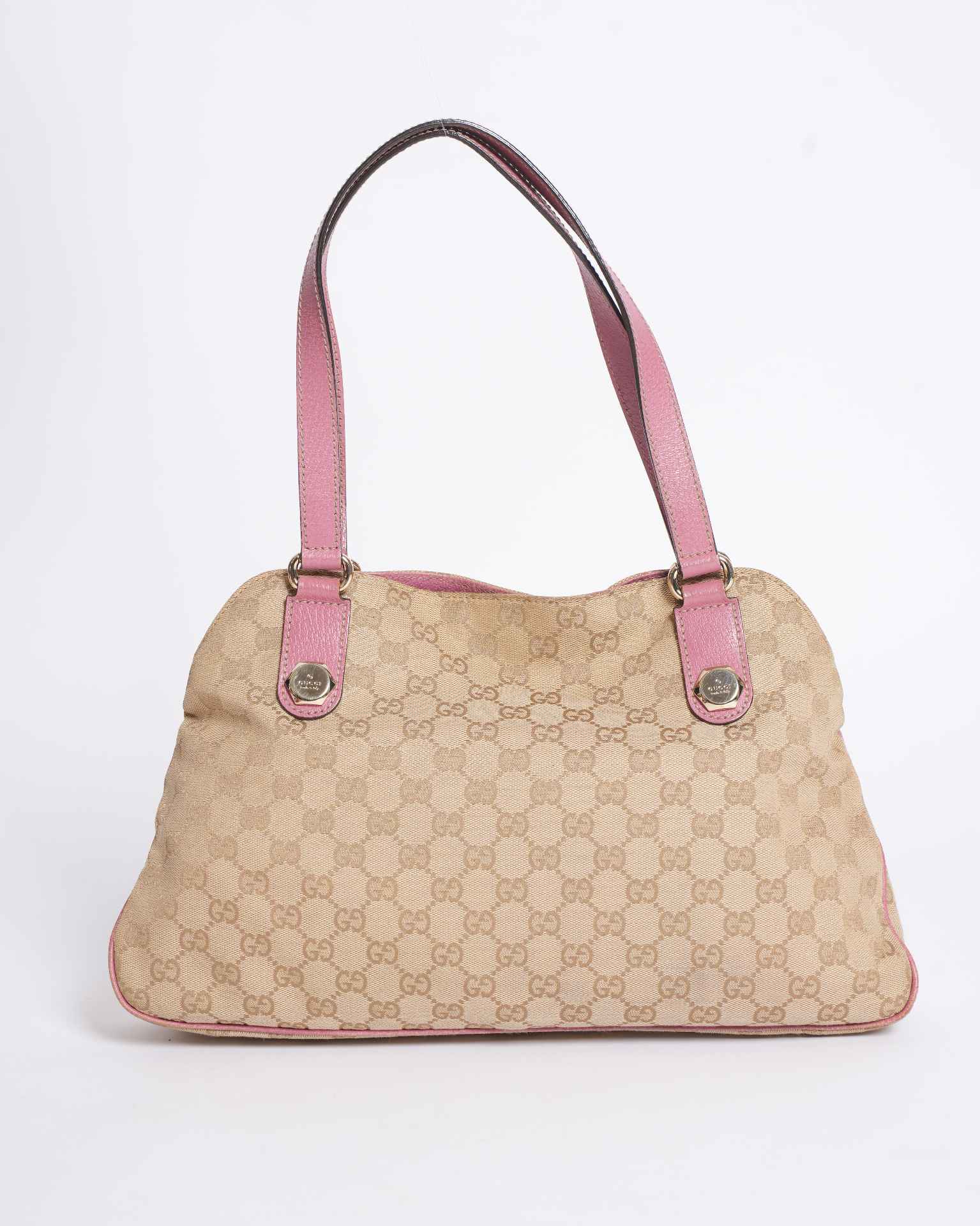 Gucci GG Canvas Tote Bag In Beige & Pink