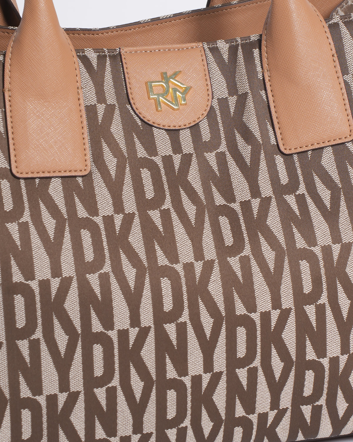 New DKNY Typography Printed Leather Handheld Bag