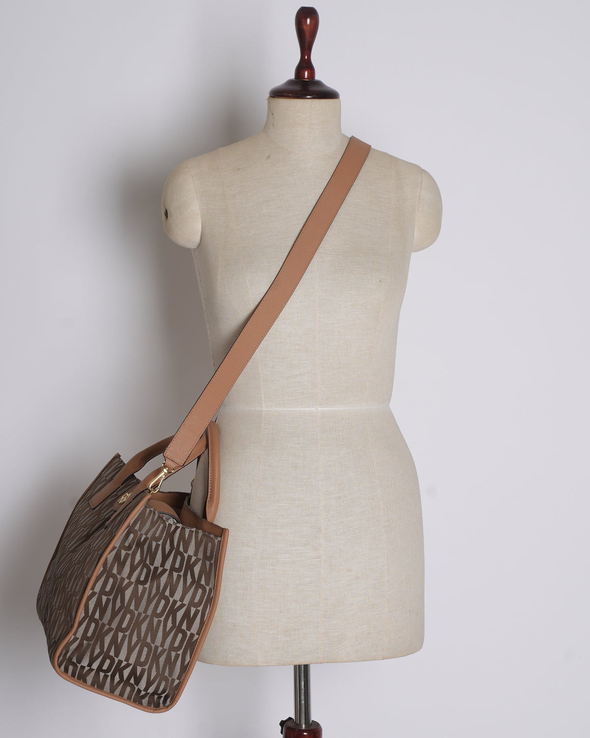 New DKNY Typography Printed Leather Handheld Bag