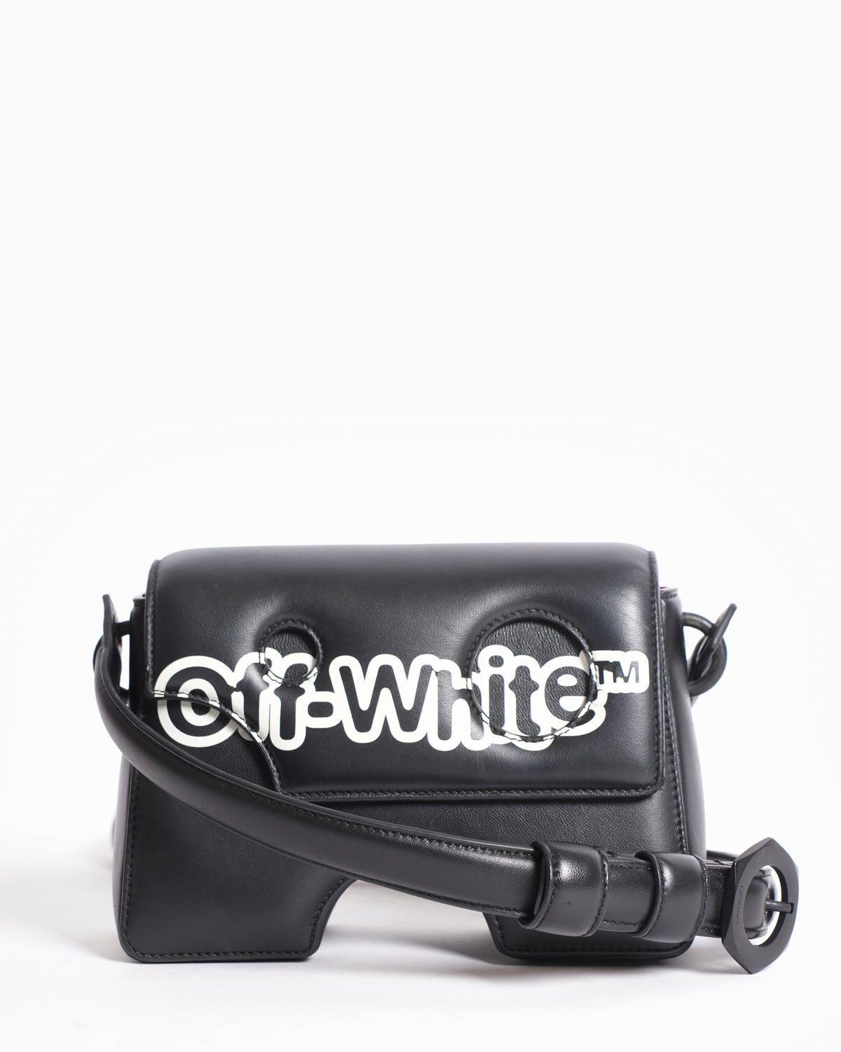 Off-White Leather Logo Burrow Leather Bag Black White
