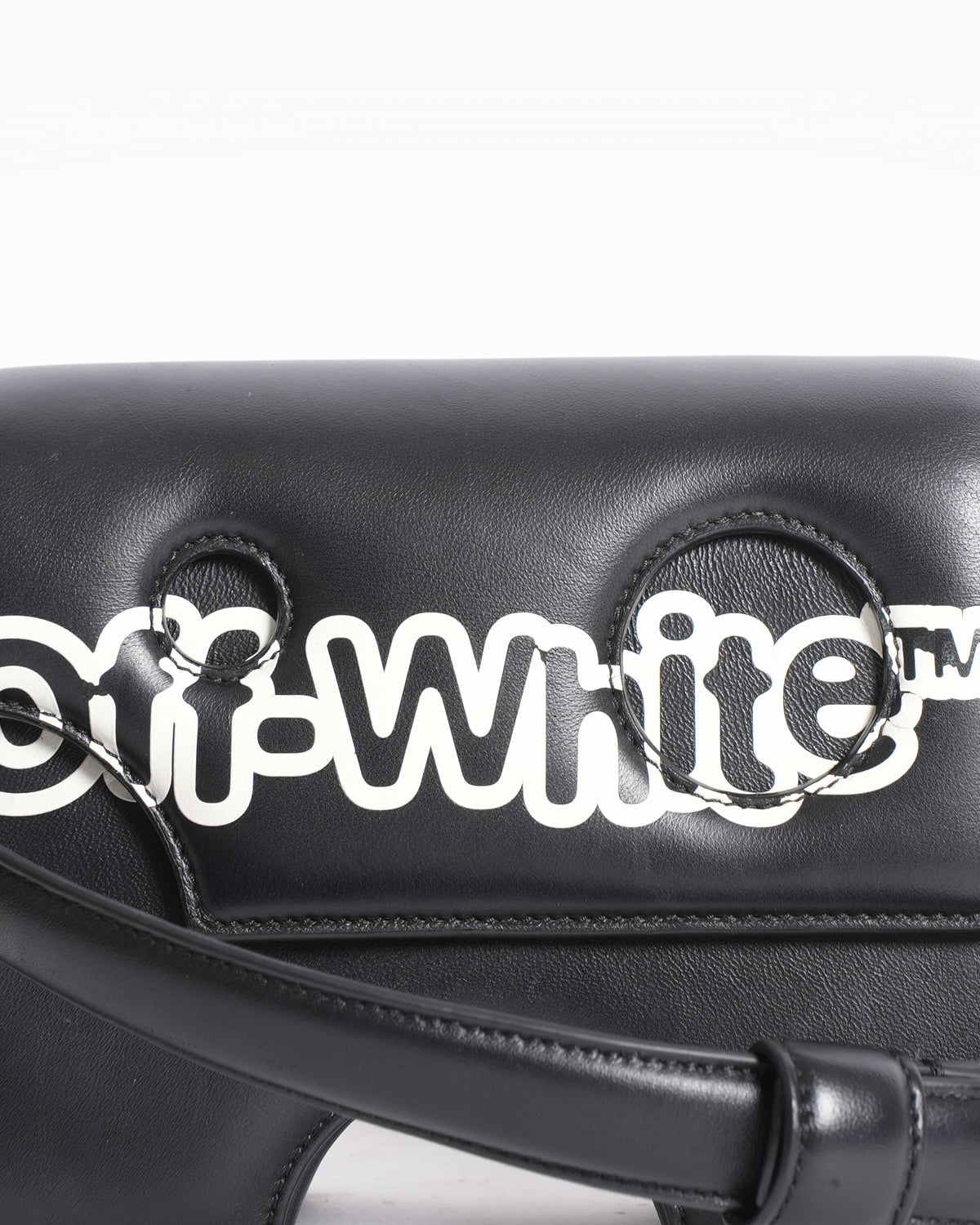 Off-White Leather Logo Burrow Leather Bag Black White