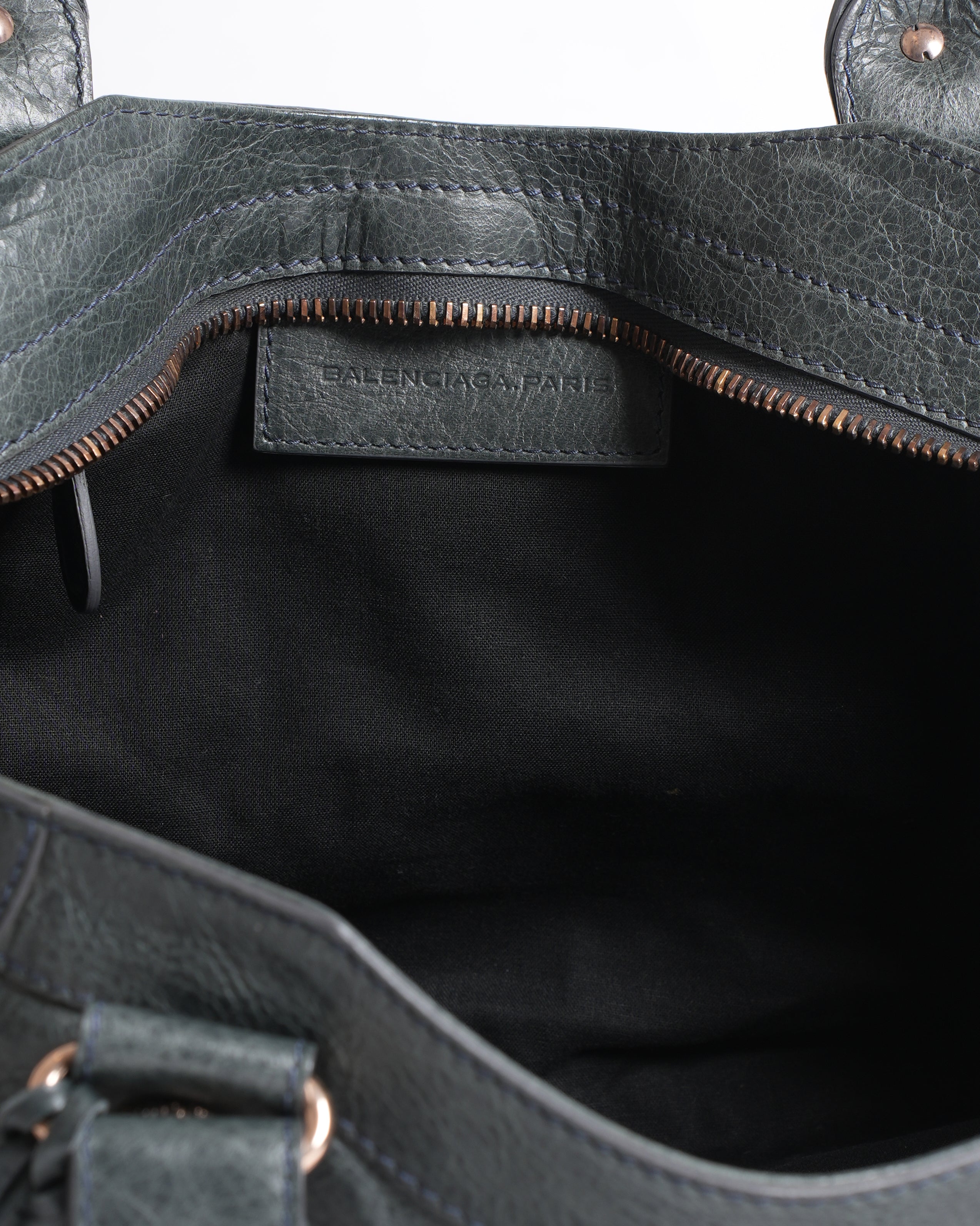 Balenciaga Dark Night Aged Leather Top Handle & Shoulder Bag
