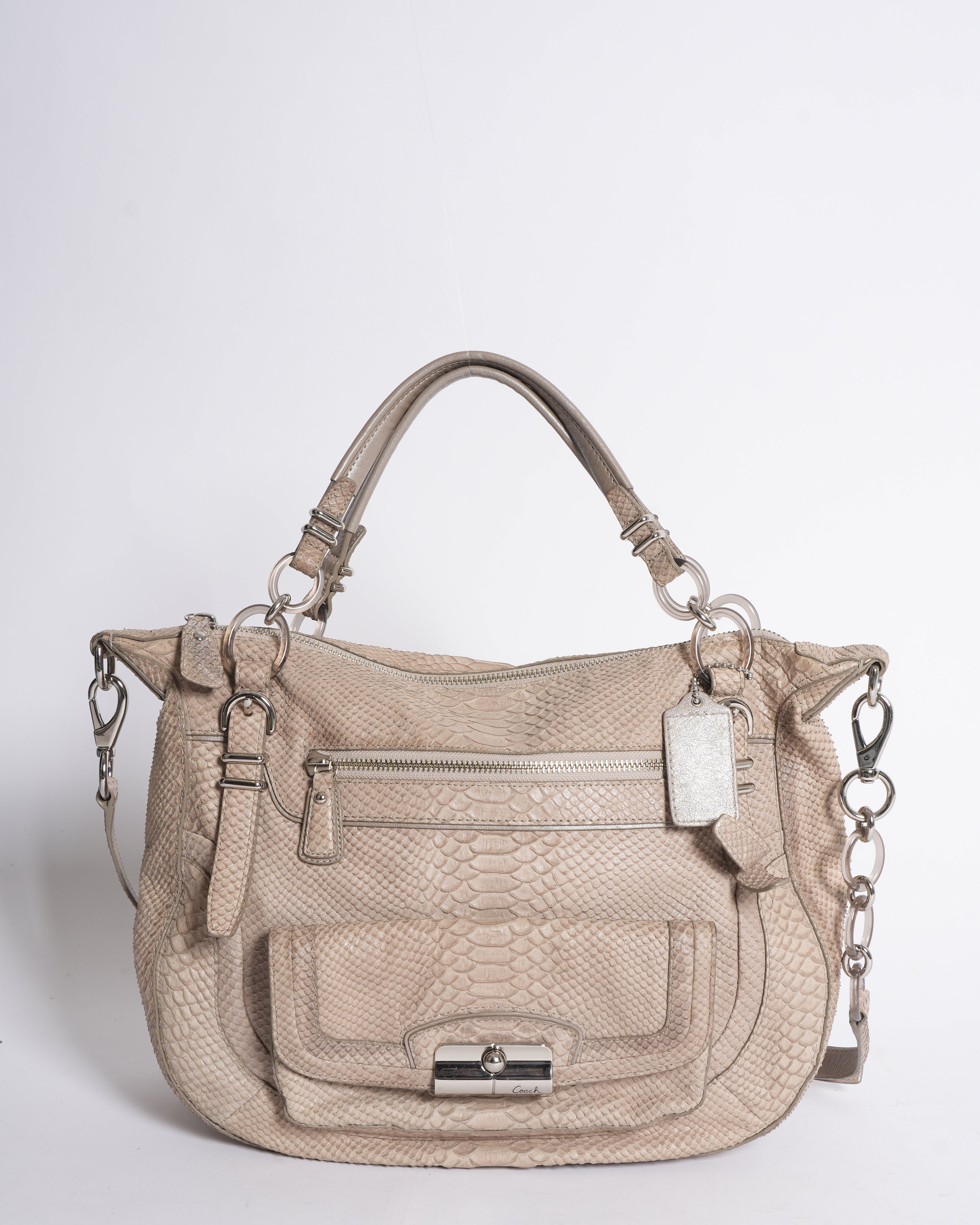 Coach Crocodile Embossed WHite Lether Shoulder Bag