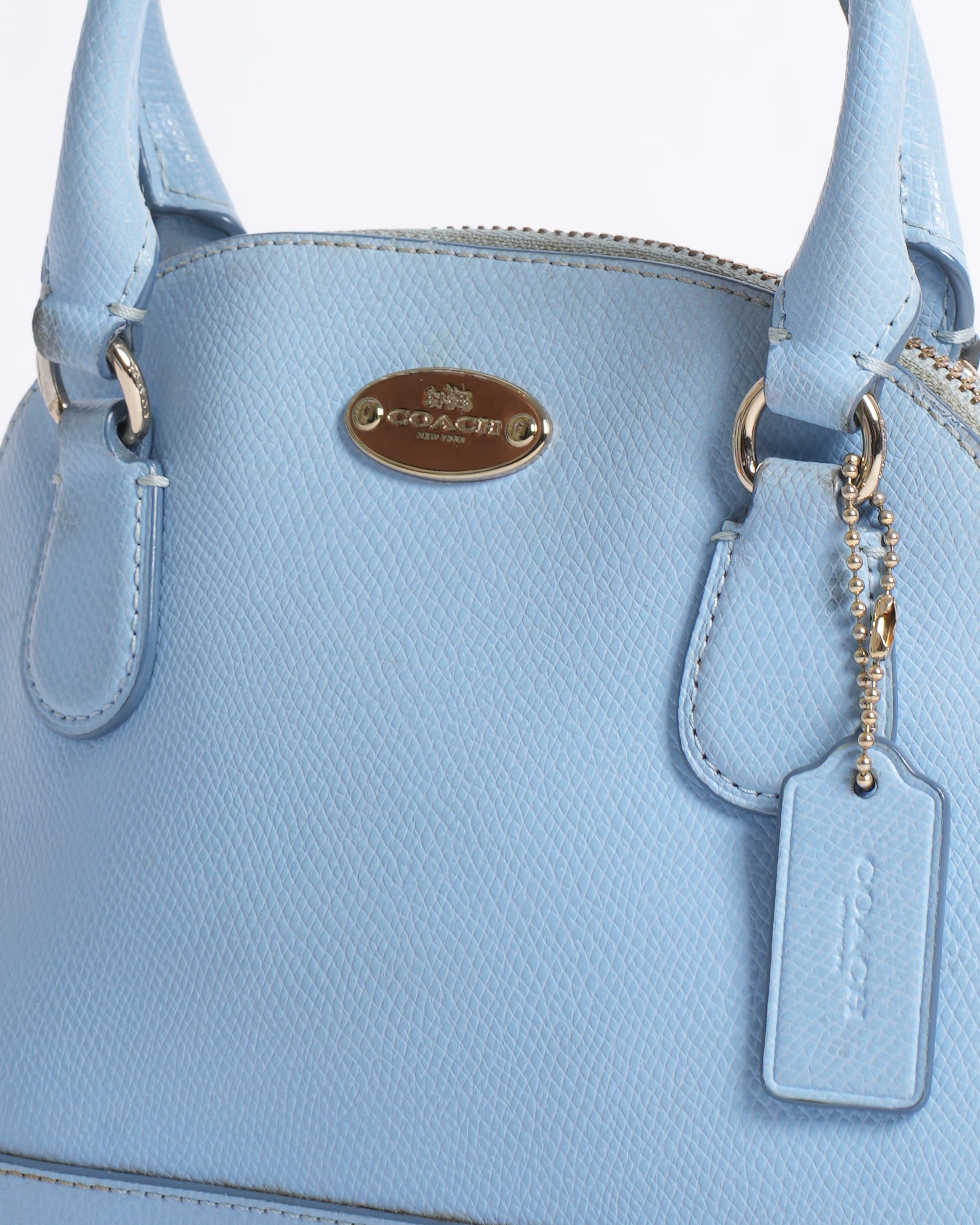 Coach Sky Blue Leather Cora Domed Satchel
