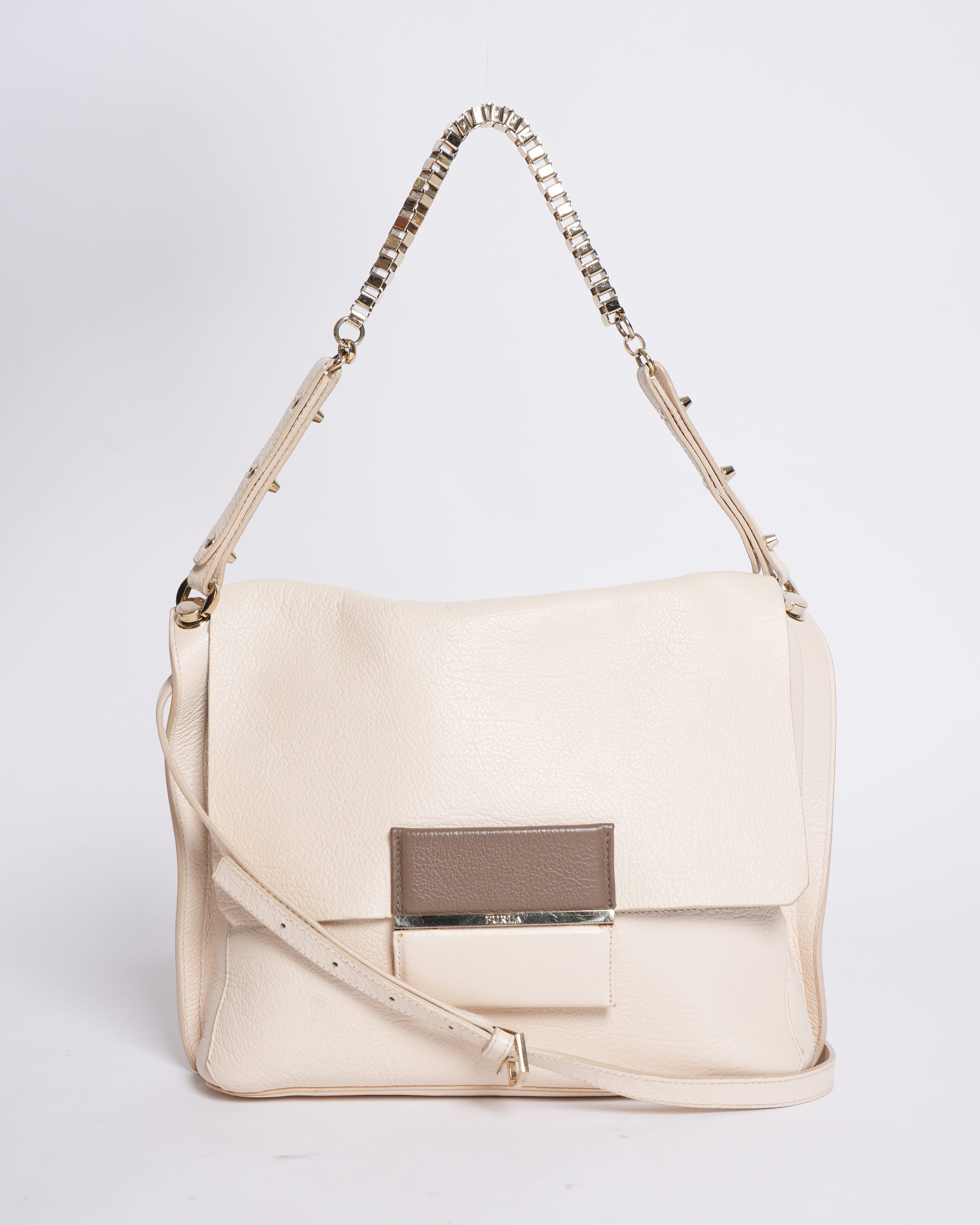 Furla Minerva Shoulder Bag in Cream