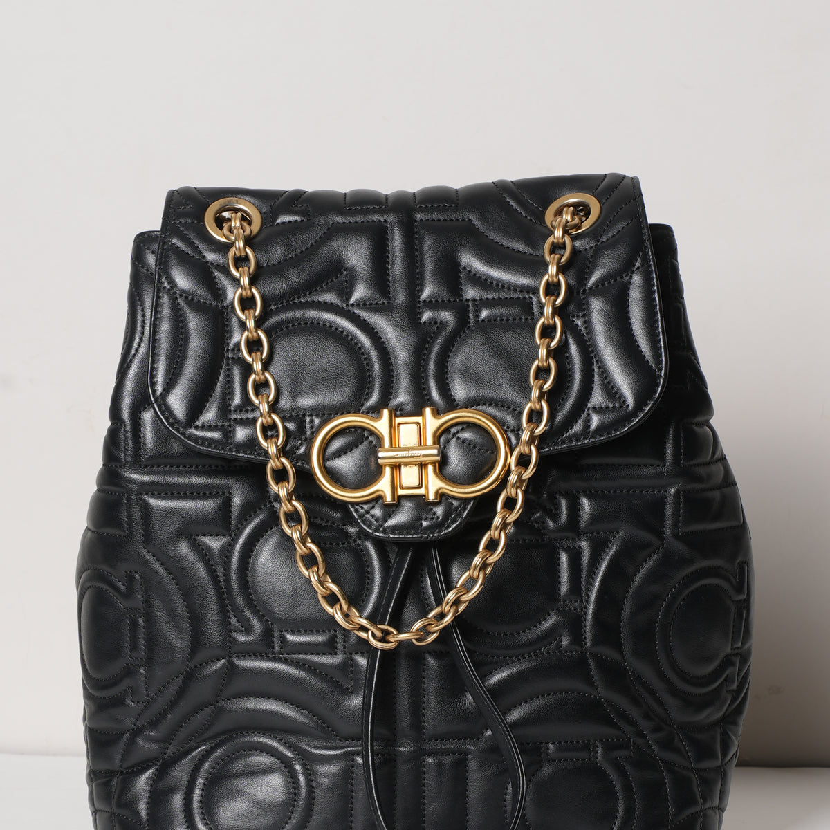 Salvatore Ferragamo Quilted Gancini Small Bagpack Salvatore Ferragamo Calfskin Quilted Floral Print Gancini  main image 3