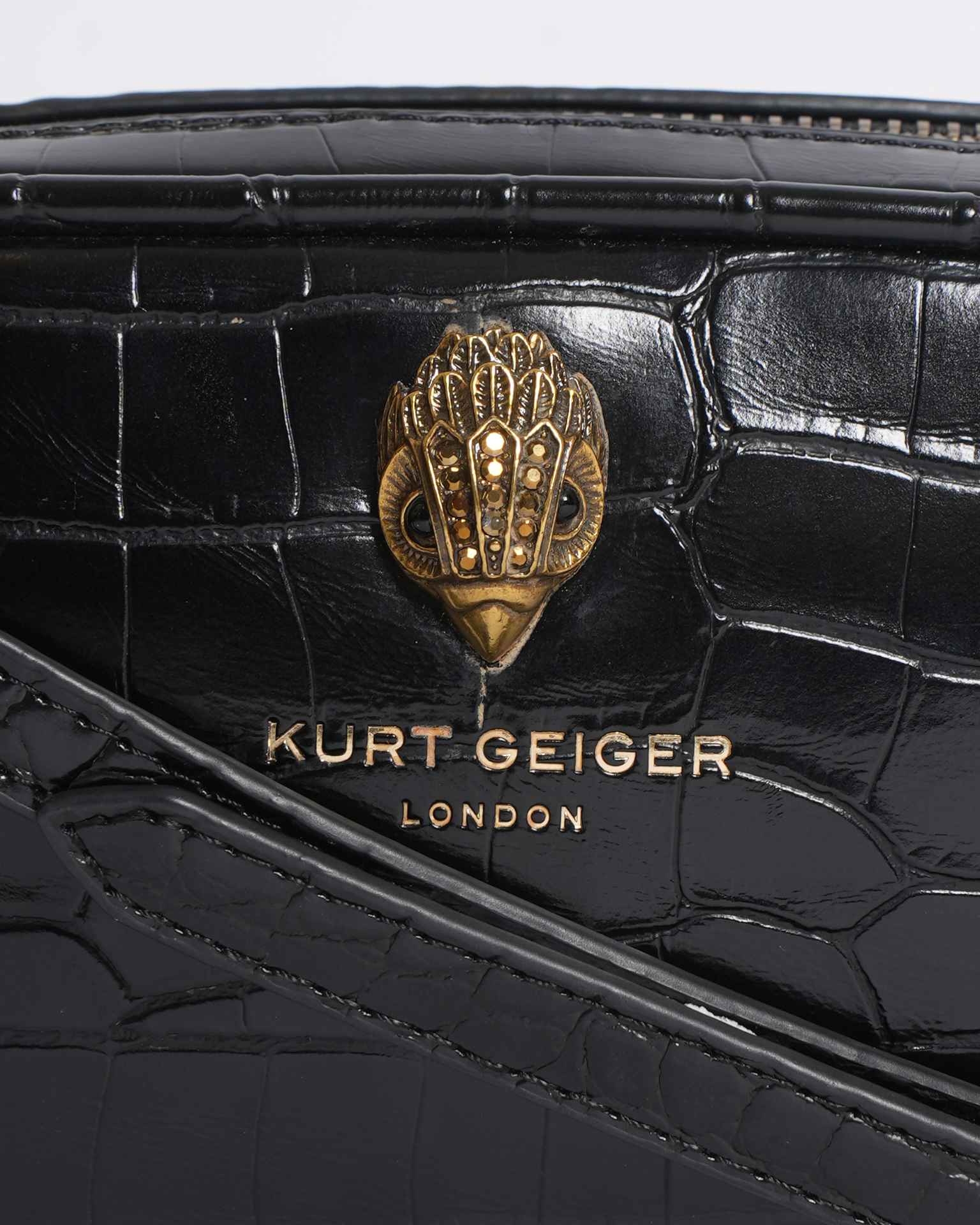 Kurt Geiger Black Croc-Effect Crossbody Bag