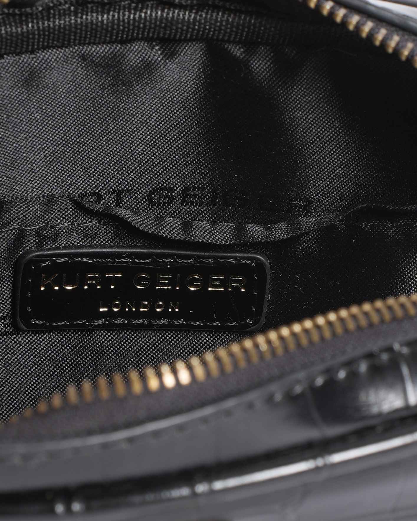Kurt Geiger Black Croc-Effect Crossbody Bag